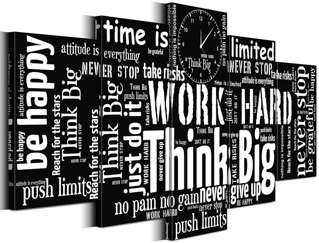 Biufo Inspirational Quotes Wall Art Canvas Picture Black White Positive Words Painting for Living Room Office Bedroom Decor (Large)