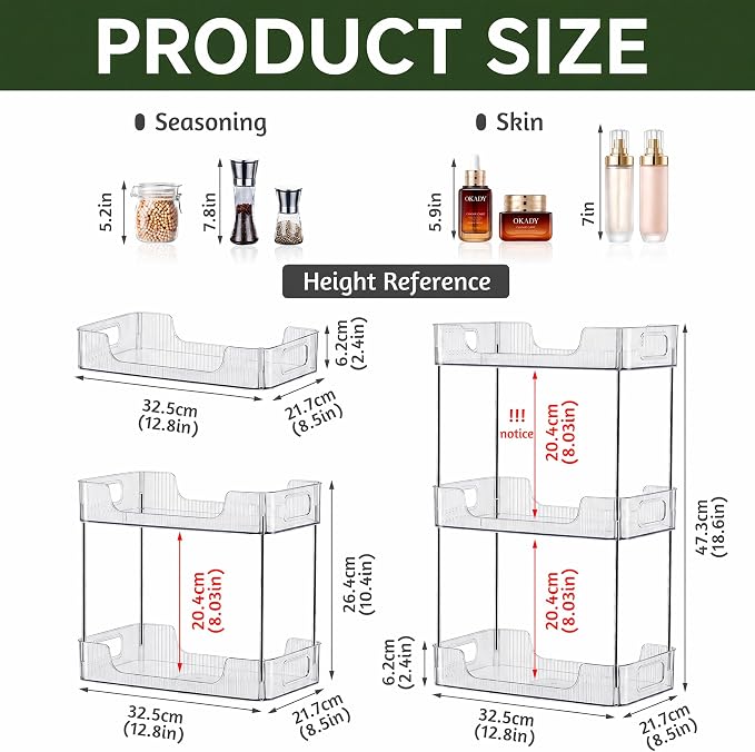 2 Tier Bathroom Counter Organizer, Bathroom Counter Shelf, Vanity Organizer Countertop, Skin Care Organizer, Makeup Perfume Organizer for Bathroom Tray, Cosmetic, Dresser, Kitchen
