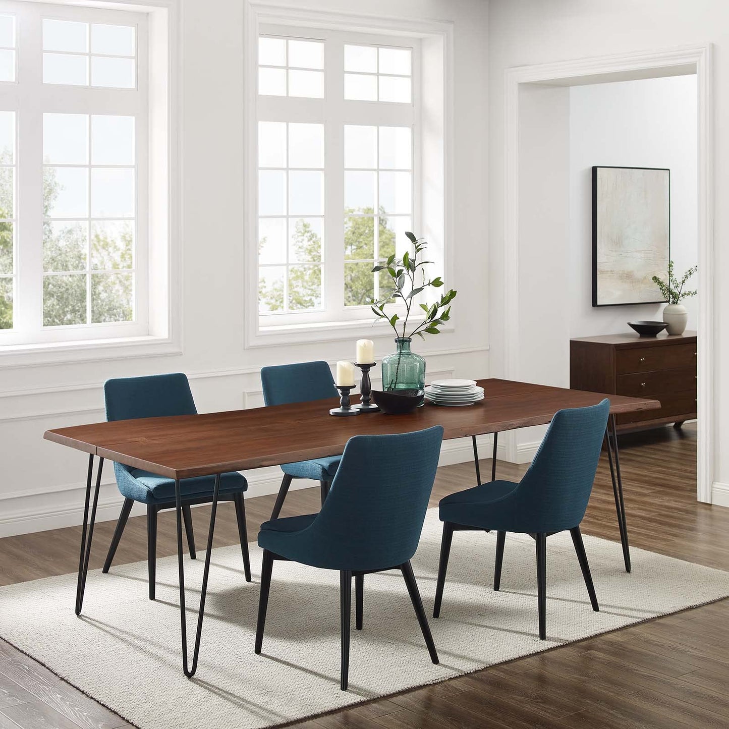 Modway Ardor 96" Live Edge Acacia Wood Rectangular Dining Table in Black Walnut