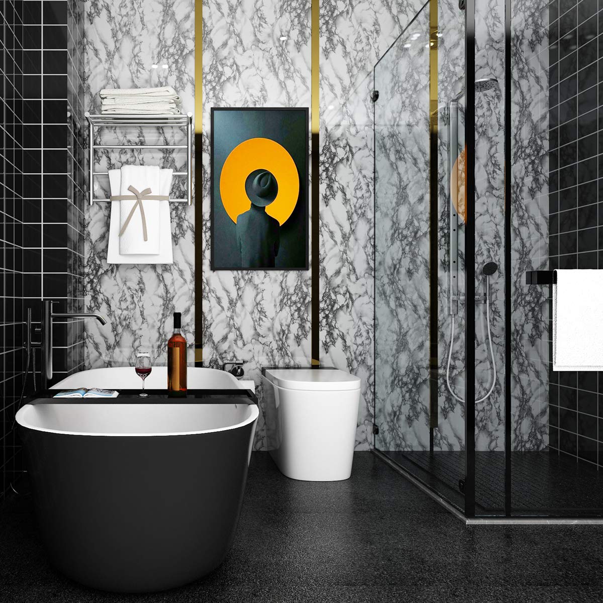 LaCheery White and Gray Marble Contact Paper for Bathroom Countertops Removable Glossy Marble Paper Granite Gray/White Wallpaper Peel and Stick for Wall Cabinets Counter Top Waterproof Vinyl 15.8"x80"