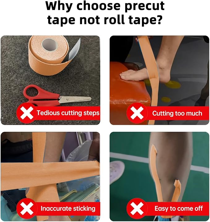 IEADEN Precut Kinesiology Tape for Knees, 10 Pcs - Knee Support & Stability, Knee Pain Relief Athletic Tape - Waterproof & Elastic, Breathable Hypoallergenic Latex-Free Tape, Beige