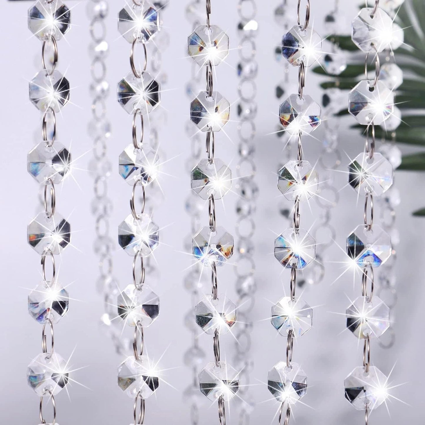 33ft Acrylic Crystal Beads Garland 14mm Chandelier Gem Beads Chain Hanging Crystals Beads Strings for Wedding Party Manzanita Centerpiece Christmas Tree