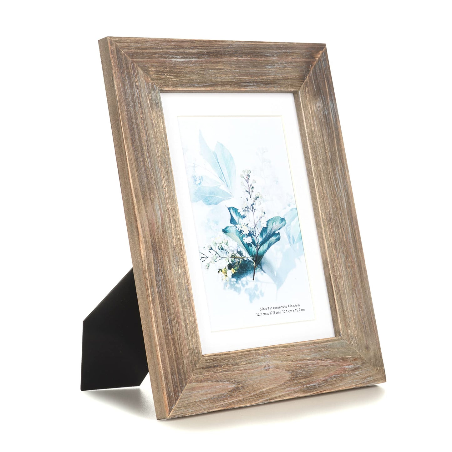 KAIWIN 100% Solid Wood Brown 5x7 Picture Frame 1 Pack - Display Picture 4x6 with Mat, Rustic Wooden Photo Frames for Table Top and Wall Mounting