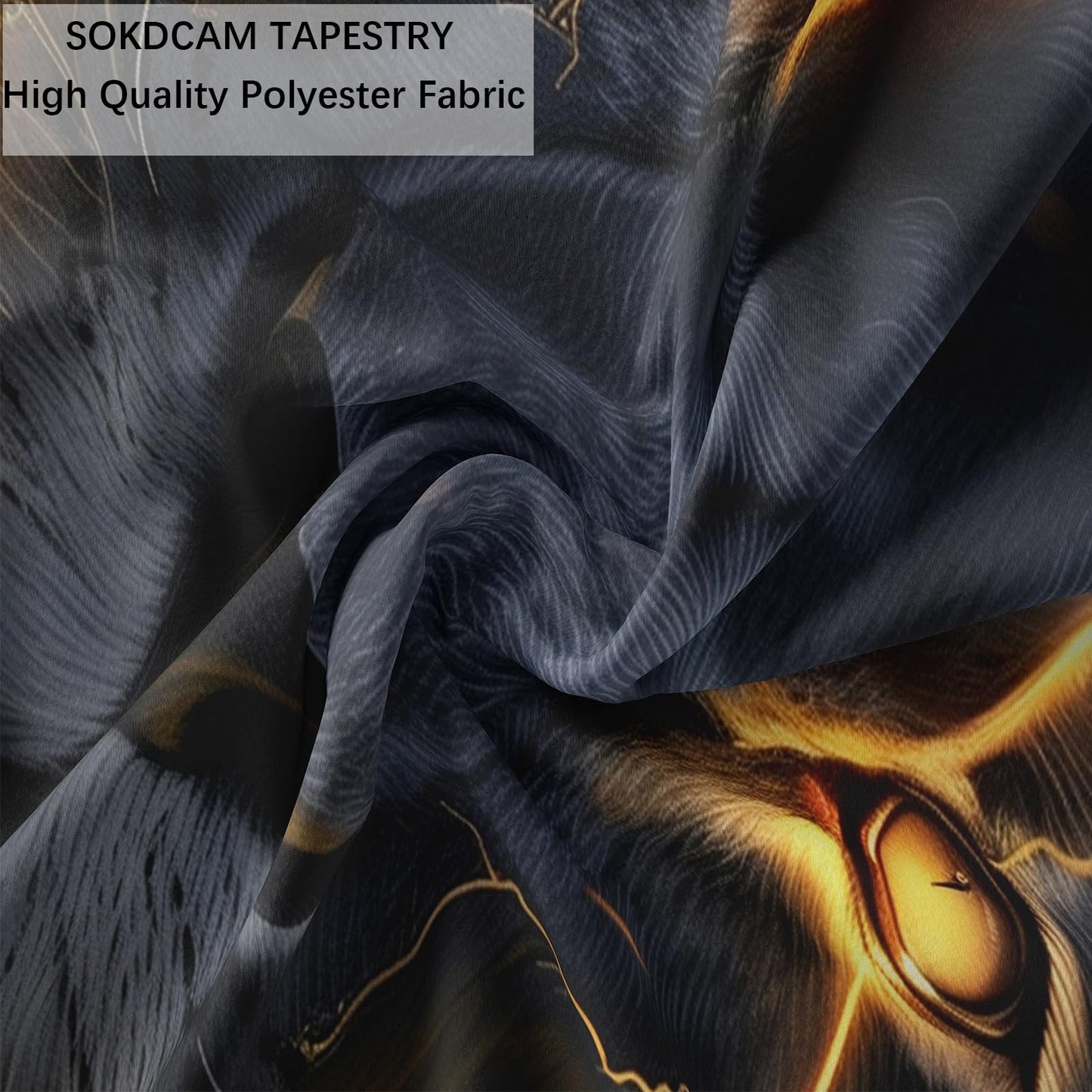 Sokdcam Cool Lion Tapestry Wall Hanging, Black and Gold African Lion Wild Animal Men Hippie Art Decor Tapestries, Wall Tapestries for living Room Bedroom Home Dormitory Decoration 60X40 Inch