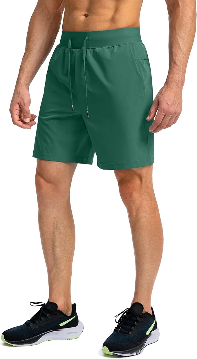Men's Running Shorts with Zipper Pockets 9 Inch/ 7 Inch / 5 Inch Lightweight Quick Dry Gym Workout Athletic Shorts for Men(7 inch)