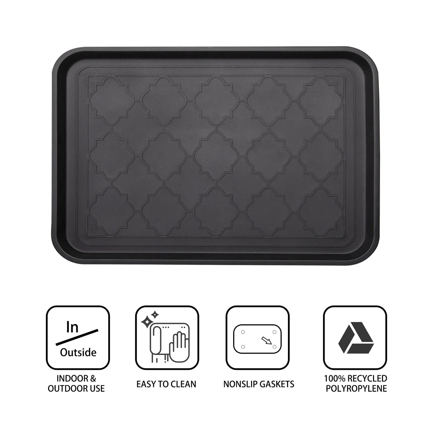 WATANIYA PET Boot Tray for Entryway Indoor, Heavy Duty Shoe Mat Tray 2 Packs, 16.7"x12.8" Waterproof Shoes Trays with Raised Edge, Outdoor Multi-Purpose Mats for Boots, Garden, Pets
