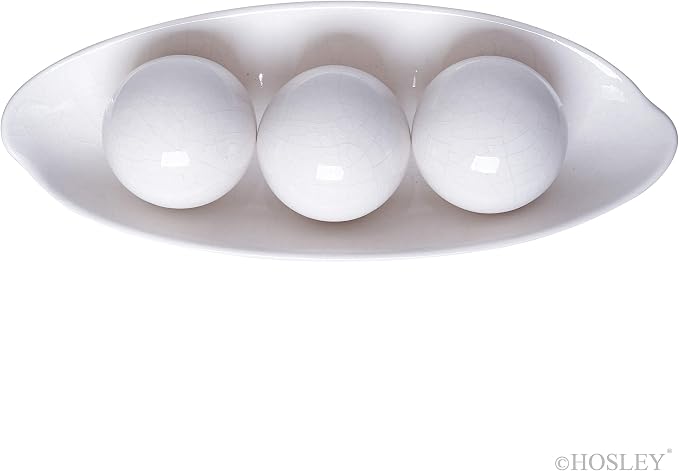 Hosley Decorative Bowl and Orb Set. Ideal GIFT for Weddings Special Occasions and for Decorative Centerpiece in Your Living Dining Room O3 (Crackle Ivory)