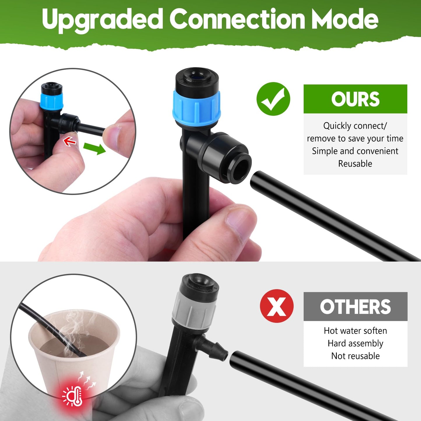 240FT Drip Irrigation System Kit Quick-Connect, Automatic Garden Watering System for Raised Garden Beds, Greenhouse, Yard, Lawn, Plant with 1/2 inch Hose 1/4 inch Distribution Tubing and Accessories