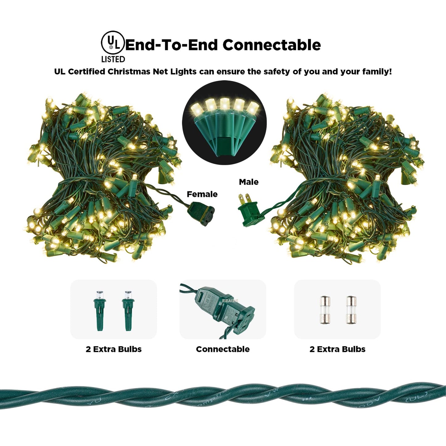 Led Net Lights Christmas Lights Outdoor 200Led 9 ftx 6ft Upgraded WarmWhite Christmas Net Lighting, Waterproof 5mm LED Wide Angle Outdoor Indoor Mesh Net Light for Trees, Bushes, Shrubs Decorations