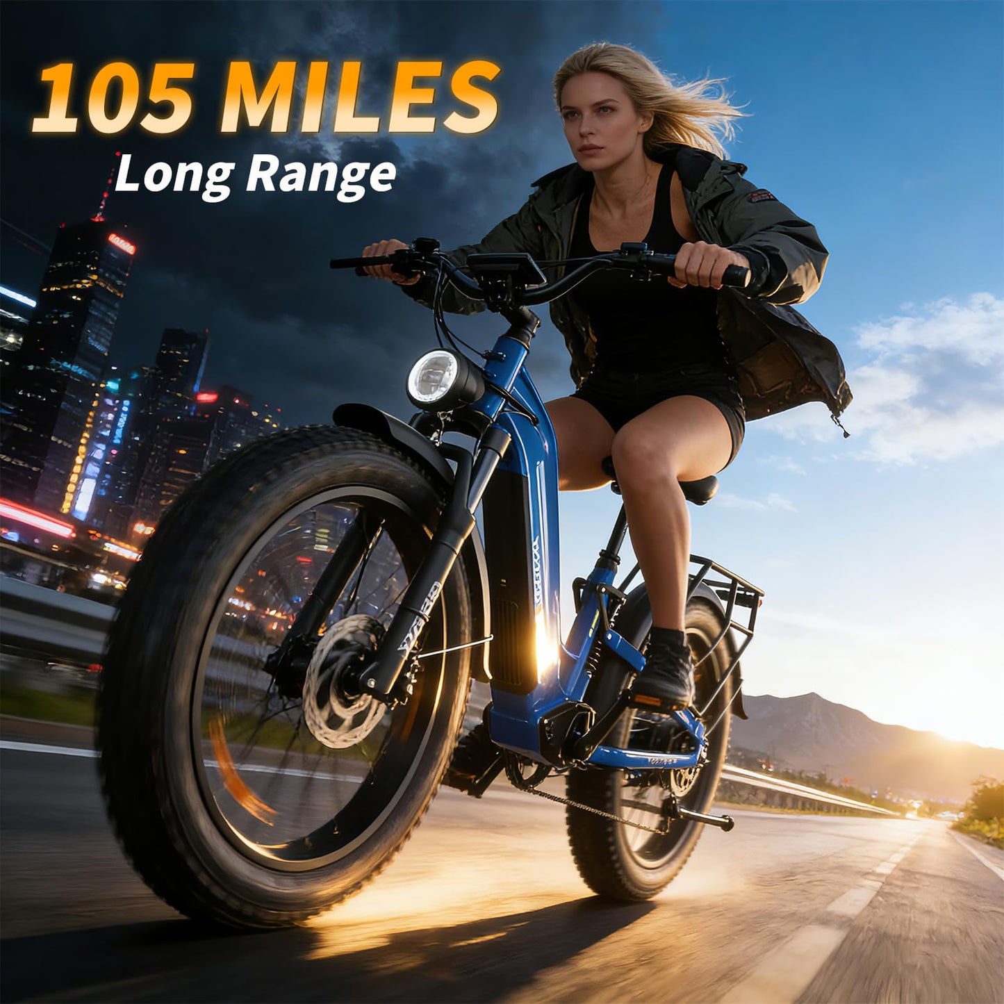 FREESKY Dual Motor Electric Bike for Adults 3500W Fast Ebike 105Miles Long Range 48V 25A Electric Mountain Bike 34MPH Dirt E Bike 26'' Fat Tire Full Suspension Electric Bicycle for Women/Man Black