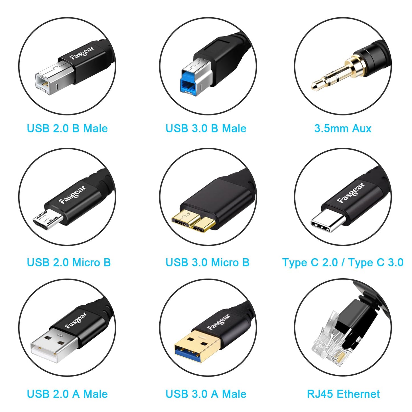3.0 6ft: 3.0 Fasgear USB C to USB B Cable USB Type C to Type B Printer Cable Nylon Braided Compatible with Docking