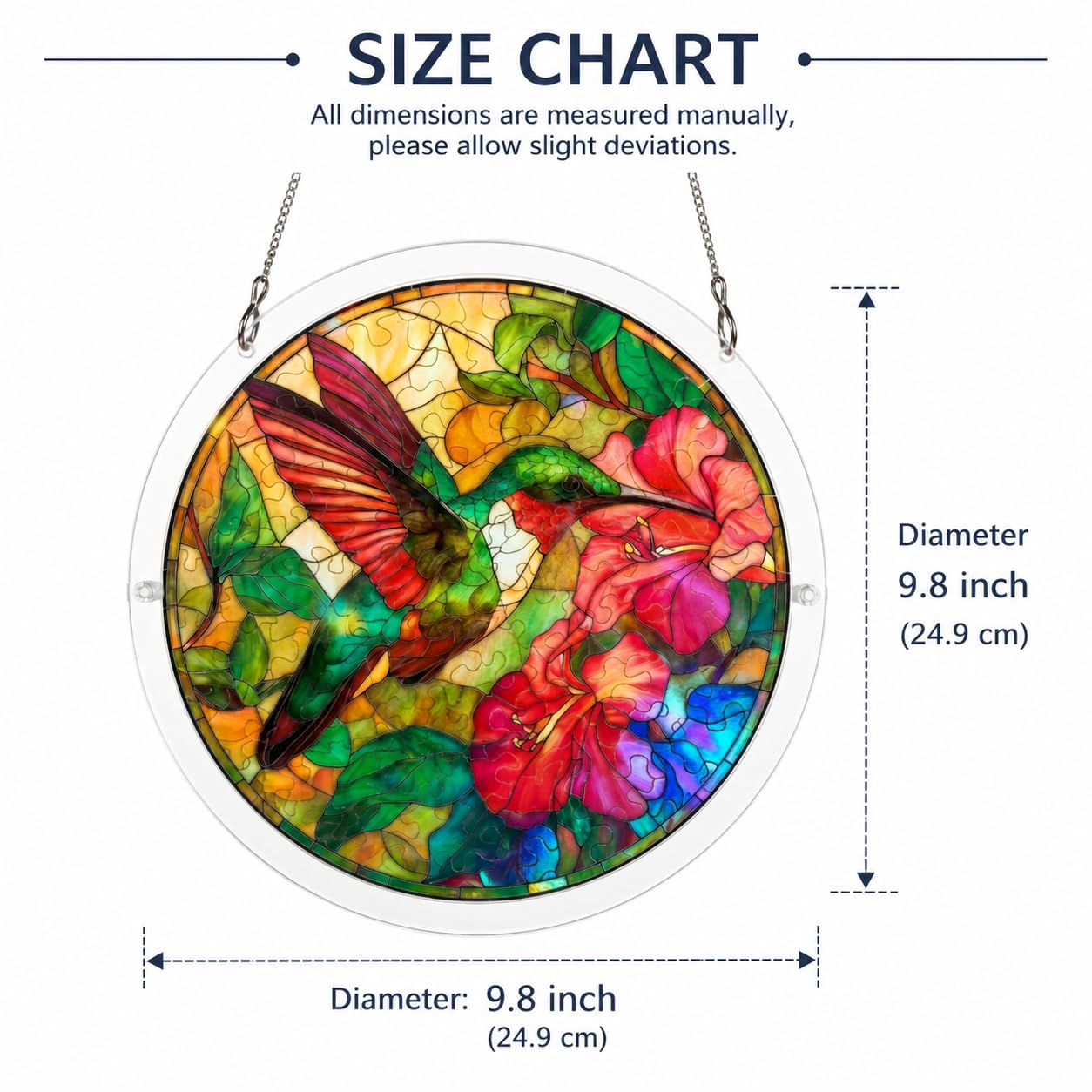 Acrylic Puzzles Suncatcher, 9.8 Inch Hummingbird Window Suncatcher Acrylic Puzzle, DIY Acrylic Suncatcher Jigsaw Puzzle Home Decor Art Gift