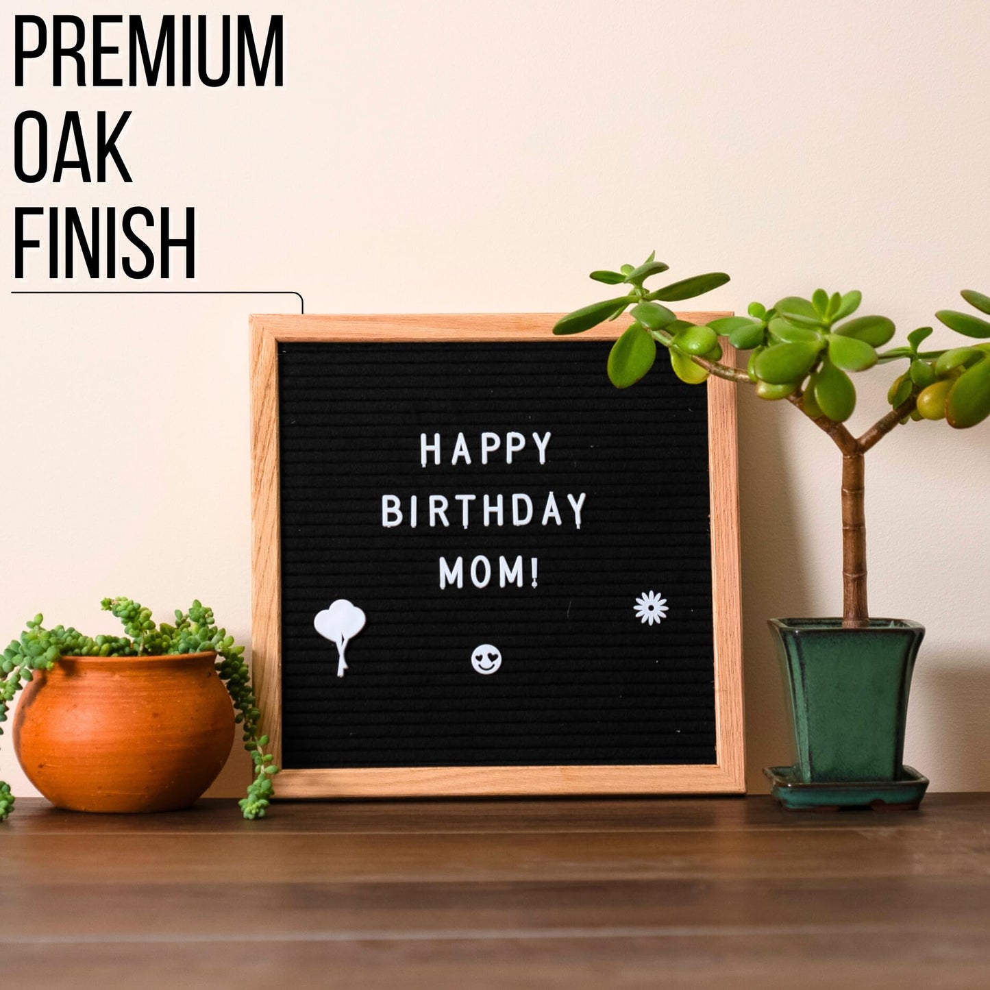 Black Felt Letter Board | Classy Dark Stained Wooden Frame with White Letters | Premium Changeable Sign Boards for Home Decor Motivational Quotes Baby Announcement Price List Message Letterboard With