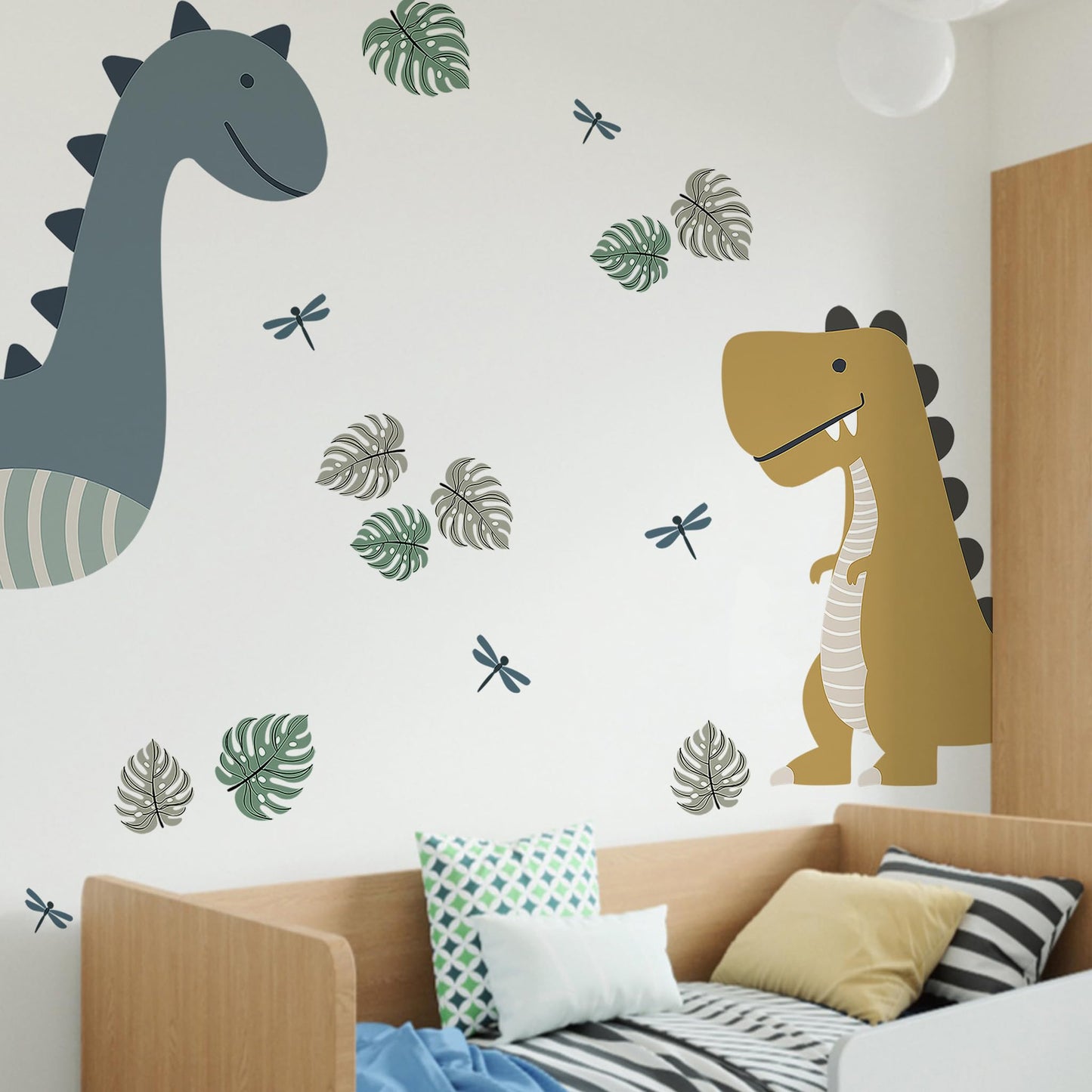 Large Dinosaur Wall Stickers,Cute Cartoon Dinosaur Art Decor,Peel and Stick Jungle Dino Wall Decals for Kids Boys Nursery Bedroom Playroom Daycare Classroom Baby Shower Birthday Party Decor Gifts