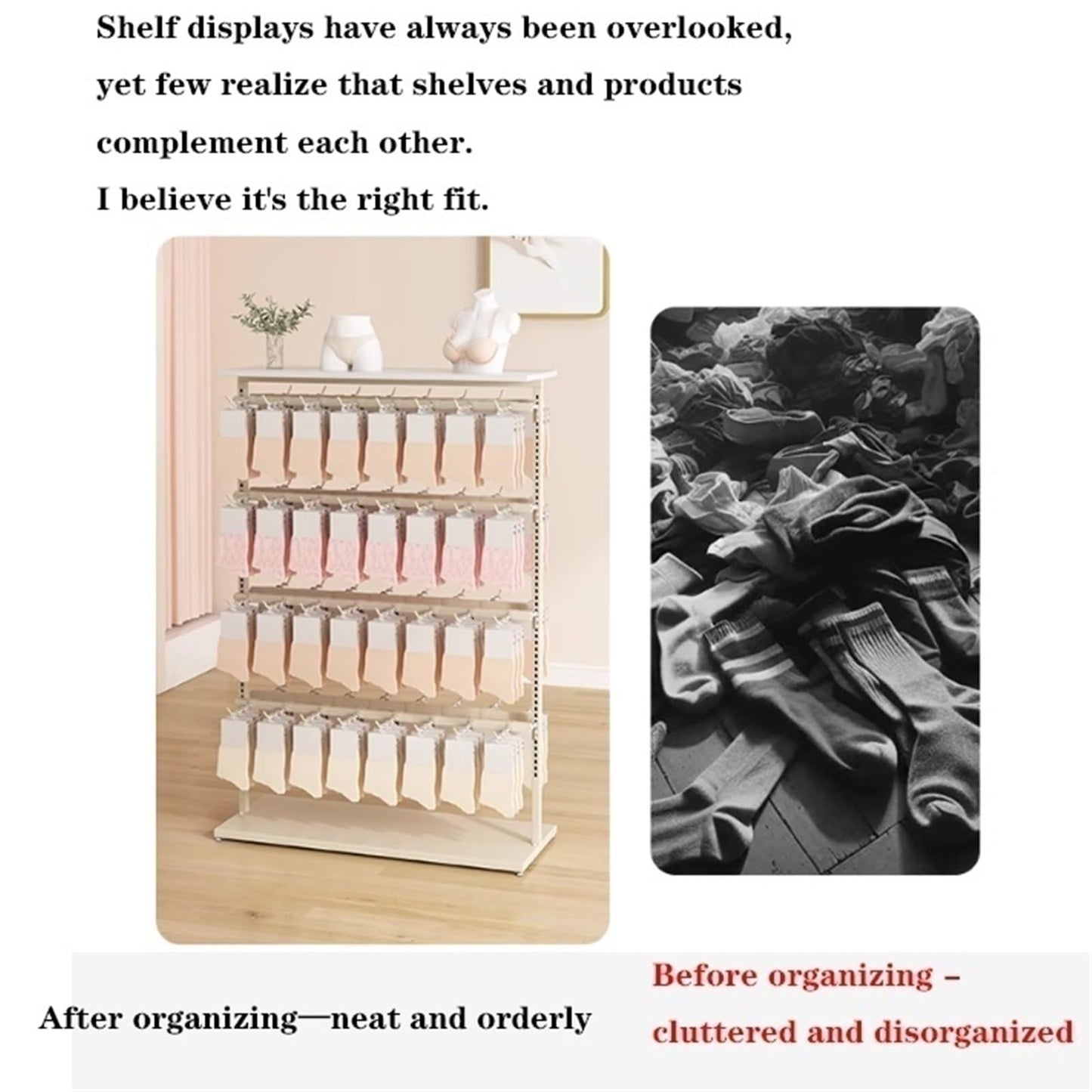 Mobile Lingerie Bra Rack Swimsuit Organizer Hanger, Anti-Slip, Underwear Display Stand with Wheels, Commercial Clothing Store Shelf, for Shorts,Hats, Sock, 3 Tier(Silver,60 * 40 *