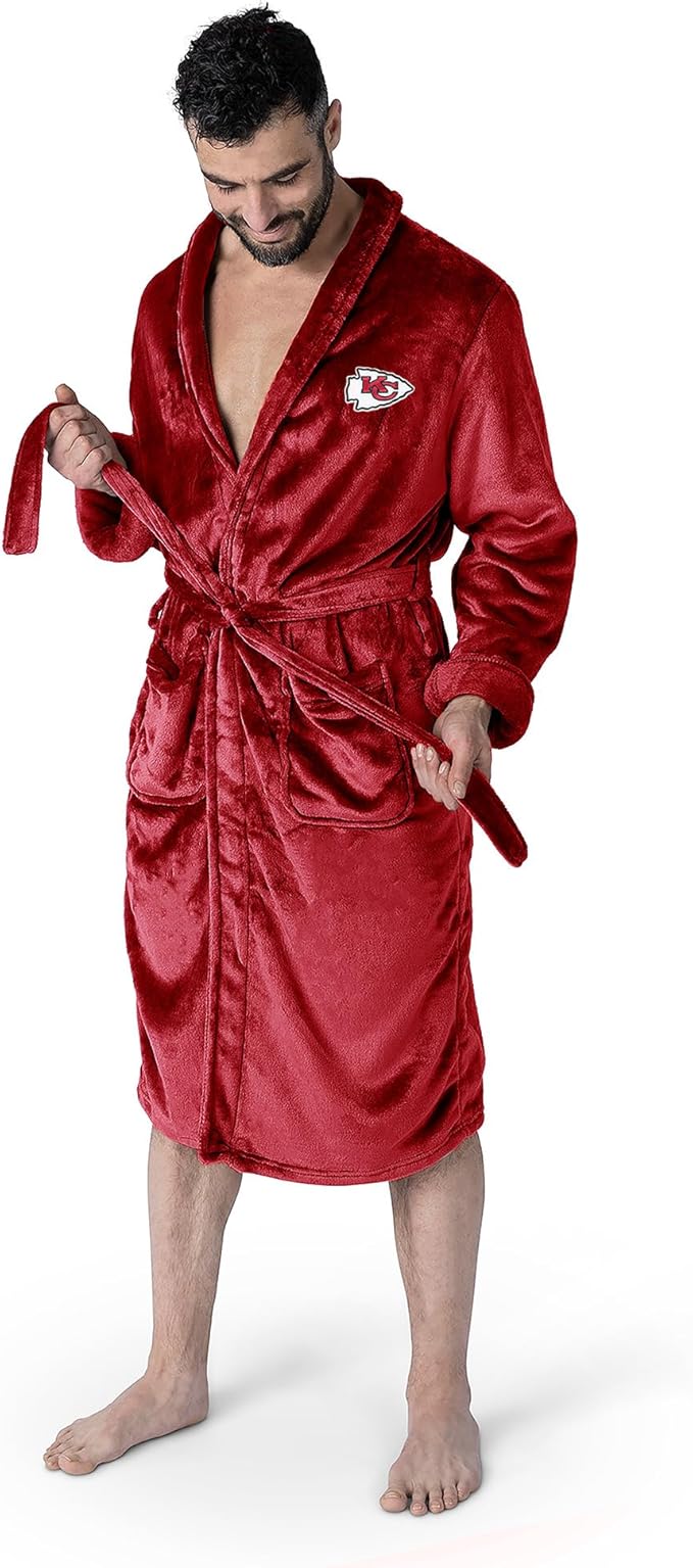 NFL Adult Unisex Silk Touch Bathrobe, Officially Licensed Loungewear, Soft Plush Polyester