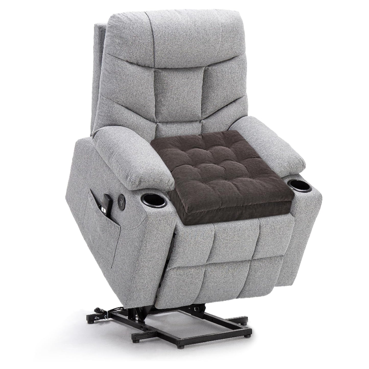 HAVARGO Recliner Cushions for Elderly, 20x20x5 Inch Thick Chair Cushion Patent Design Soft Tufted Dual Layer Booster Seat Cushions for Seniors Recliner Risers Taupe 1P
