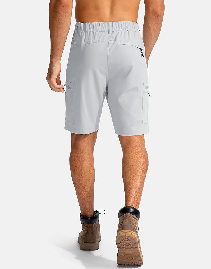 Pudolla Men's Hiking Cargo Shorts 9" Lightweight Outdoor Work Shorts for Men Travel Golf Camping Casual with 5 Zipper Pockets