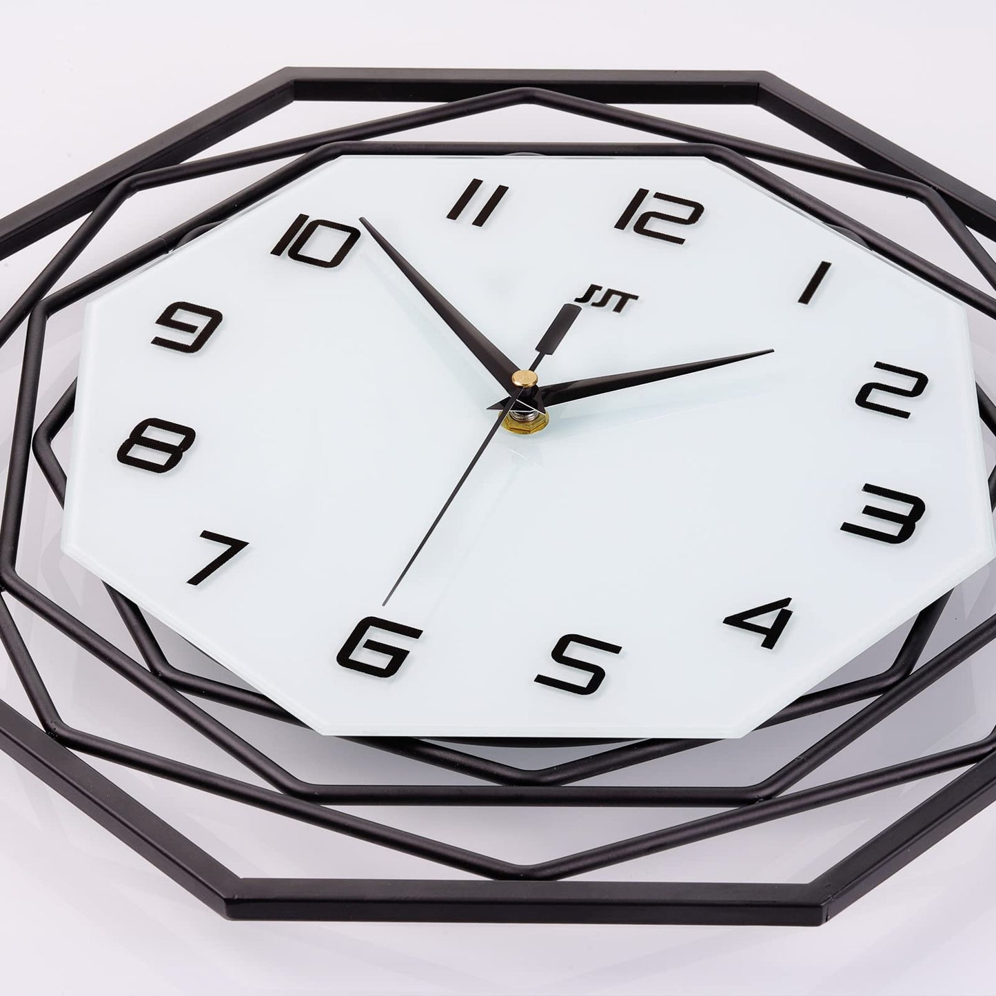 JUJUDA Large Wall Clock for Living Room Decor Modern Big Wall Clock for Kitchen Bedroom Home Decoration Extra Giant Black Clock Battery Operated for Dining Room Bathroom Office Decorative 15 Inch