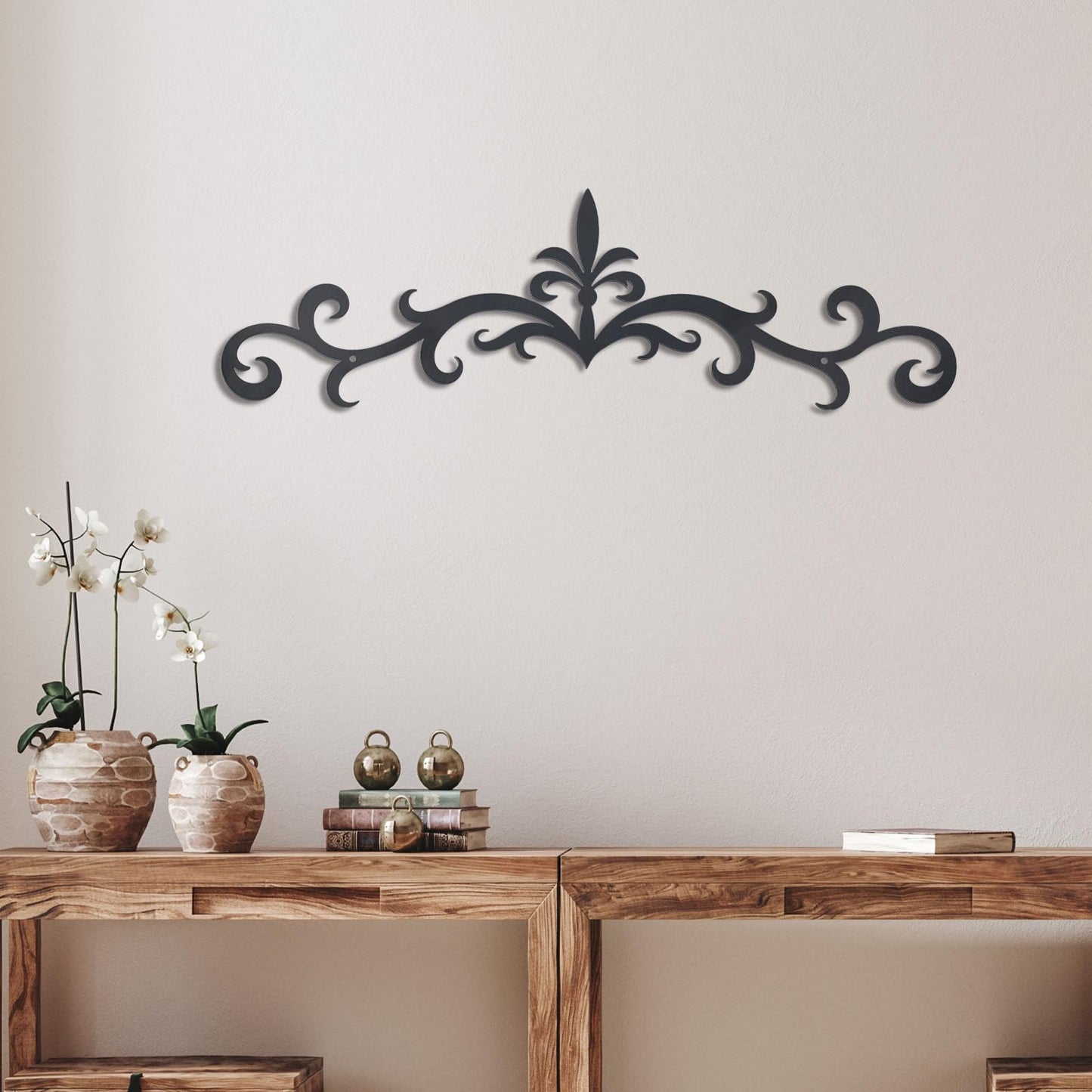 OYEFLY Metal Scroll Wall Art Decor,Rustic Iron Wall Medallion (style 1)