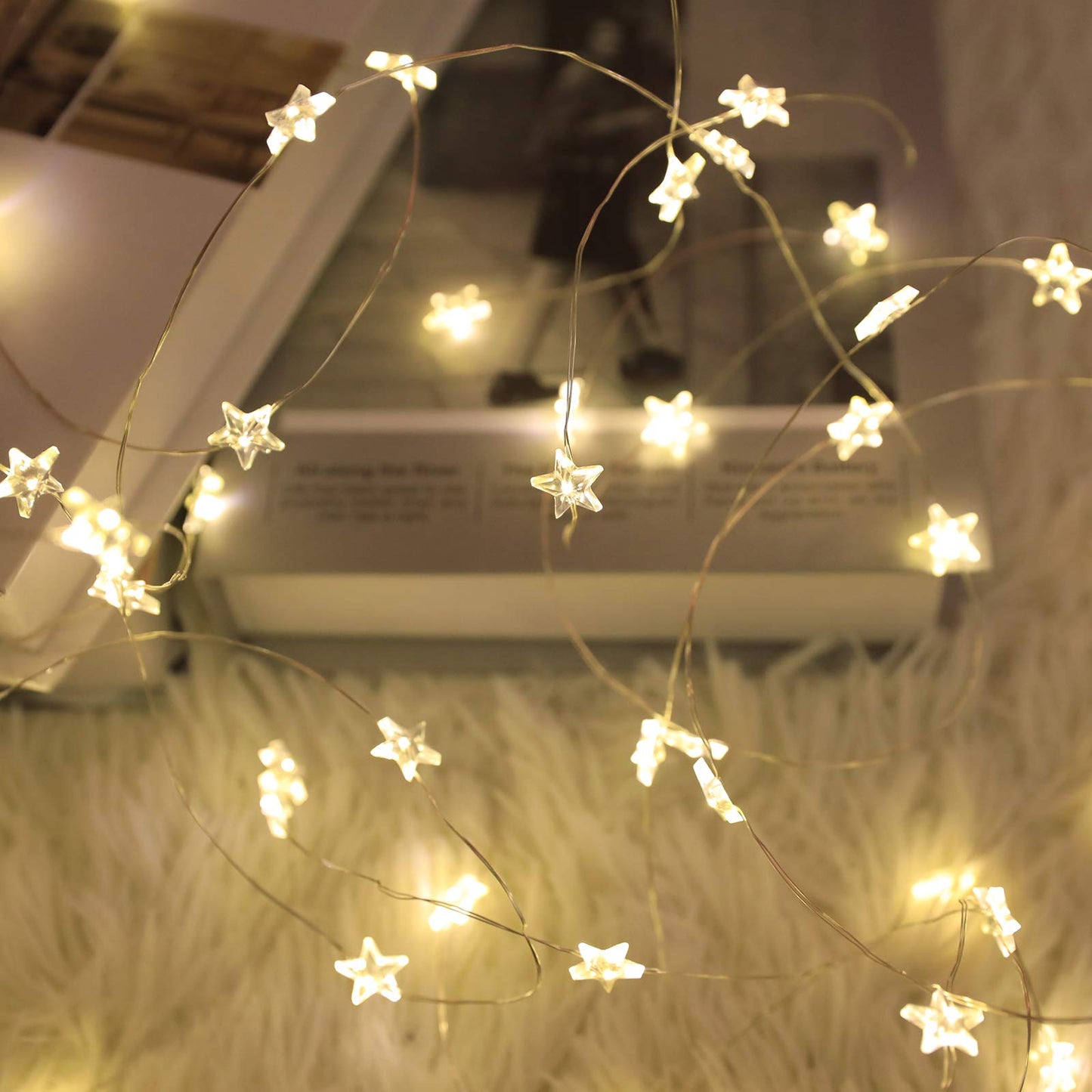Twinkle Star String Lights 40 LED Spring Garden Decorative Indoor Outdoor Fairy Light USB & Battery Operated Lights 13ft Waterproof Lights with Remote Control for Festival Party Bedroom Decoration
