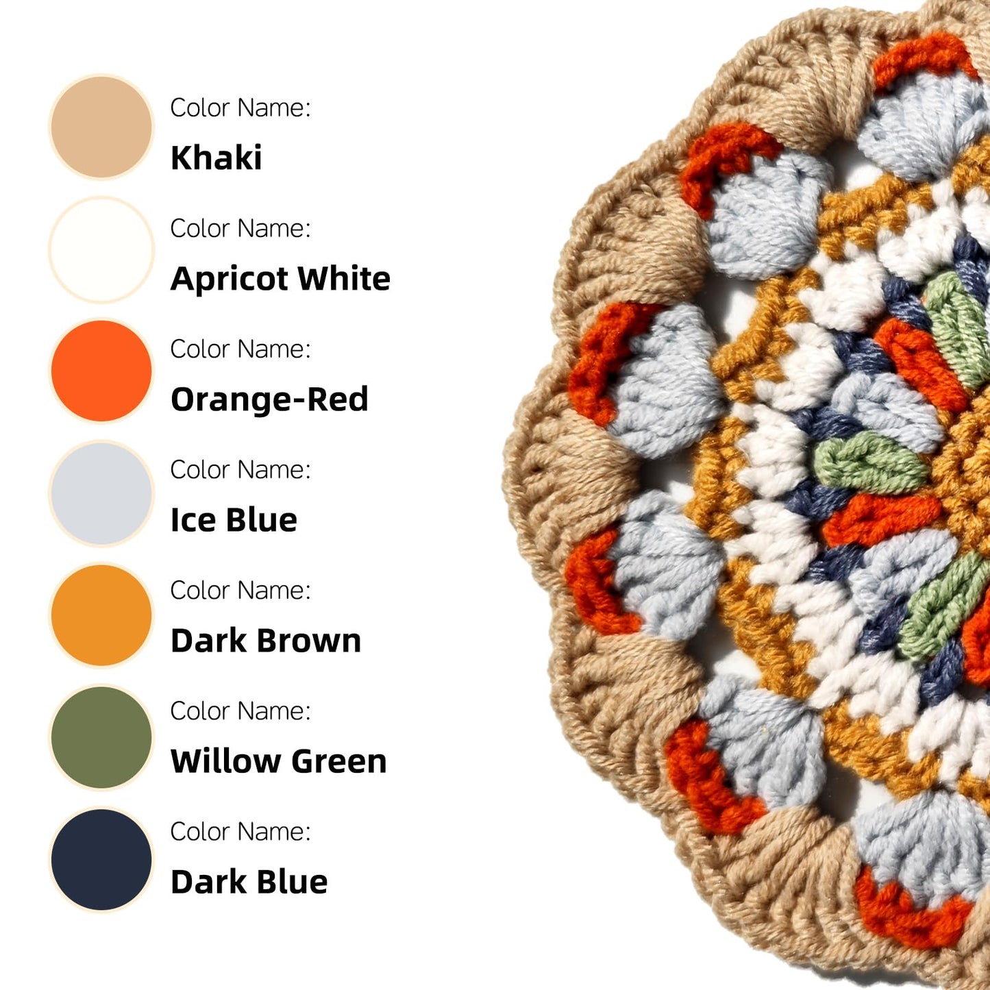 5.9 Inch Handmade Crochet Coaster, Non-Slip Cotton Drink Coaster with Oriental Traditional Nine-Color Deer Mural Motif, for Home Office Use, for Art Lovers & Housewarming