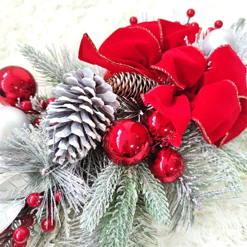 2025 Cordless Christmas Swags Prelit Teardrop Swag Christmas Staircase Decorations Artificial Stairs Christmas Garland with Lights Rustic Christmas Swag for Front Door Wall Window Stair Home Decor (A)