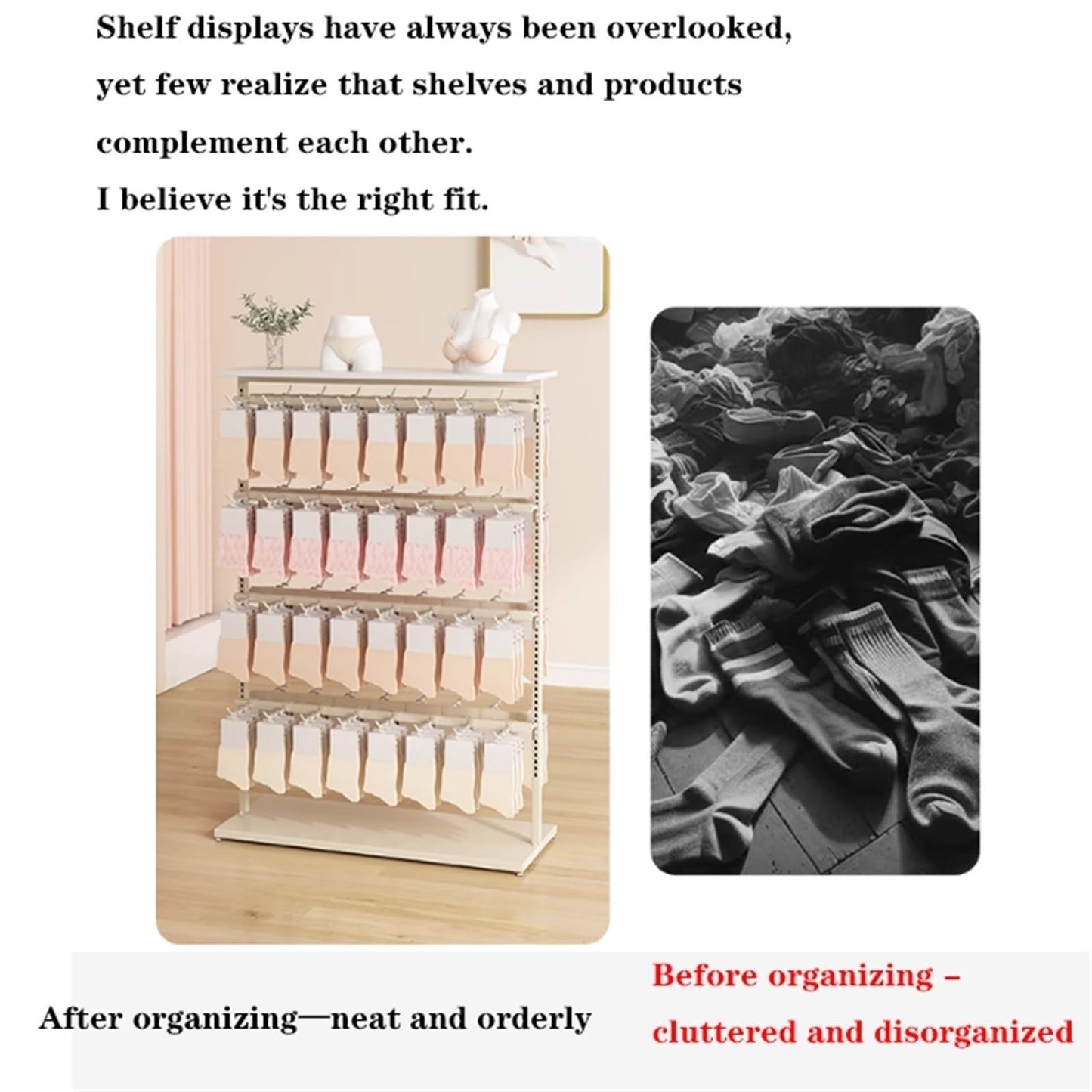 5 Tier Metal Underwear Display Stand, Large Capacity, Lingerie Garment Rack, Retail Sock Show Shelves, Commercial Clothing Store Shelf, for Bras, Shorts, Hats(Black,80 * 35 * 135cm)