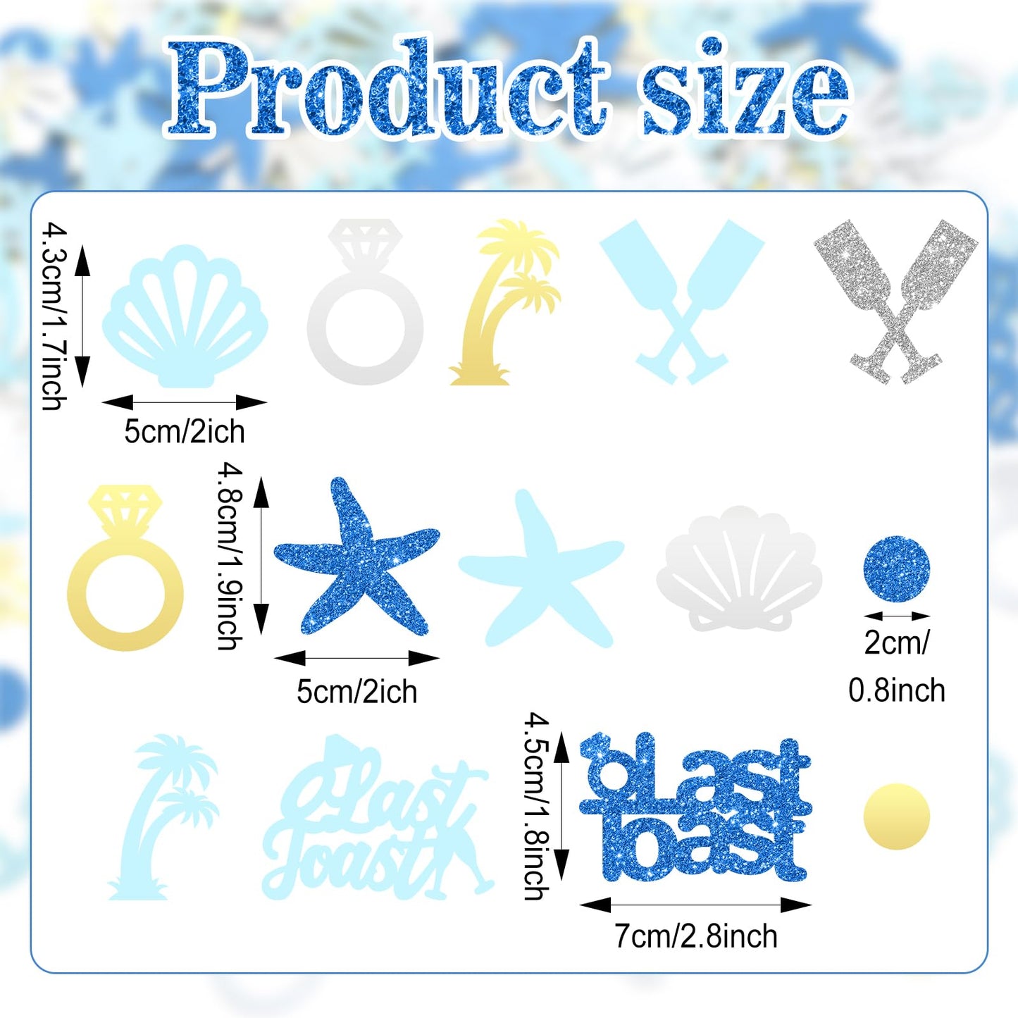 Weekgrat 200 Pcs Last Toast on the Coast Confetti Bachelorette Party Decorations Glitter Wine Cup Rings Seashells Starfish Table Confetti for Bridal Shower Wedding Engagement Party Decor