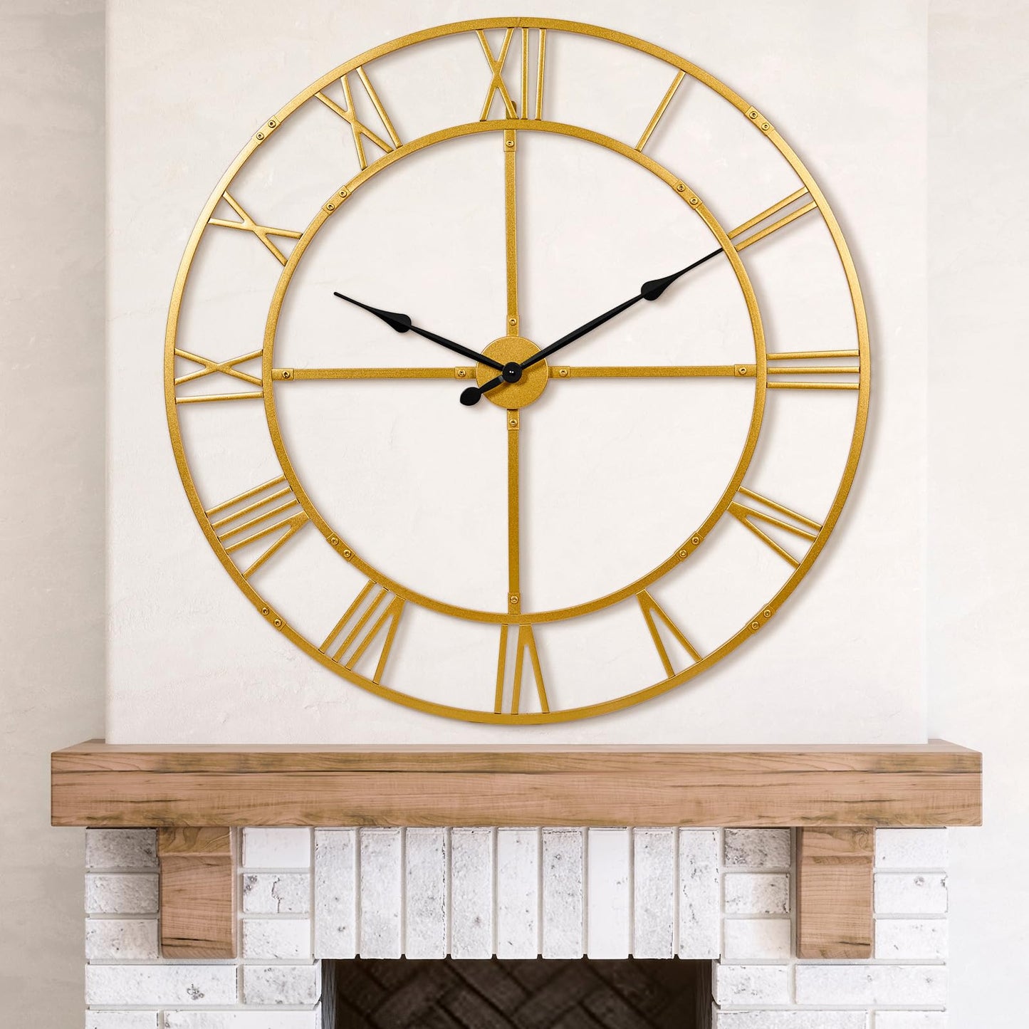 Ohweog 40 Inch Large Wall Clock for Living Room Decor – Easy-Assembly (KD) Silent Non-Ticking Modern Farmhouse Wall Clock, Oversized Decorative Metal Roman Numeral Clock