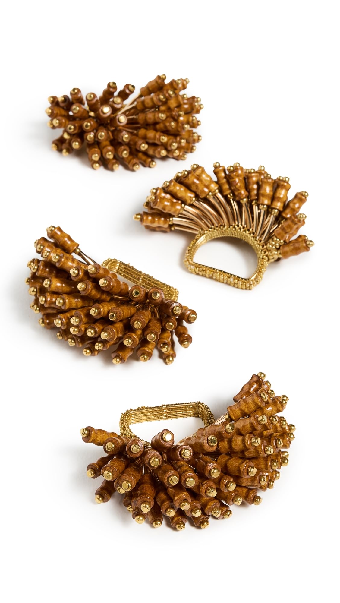 Kim Seybert Women's Royal Palm Napkin Rings Set of 4, Brown/Gold, One Size