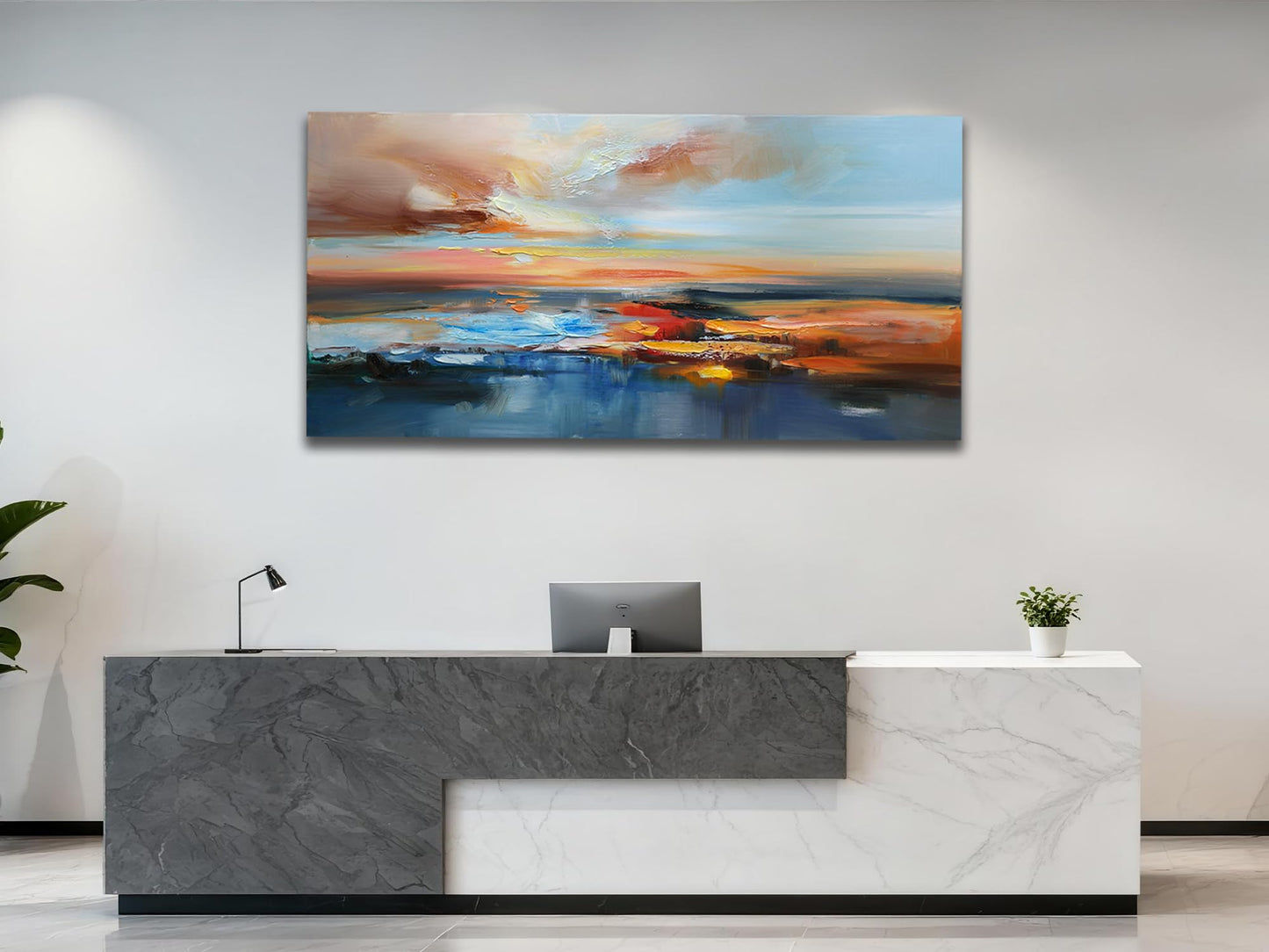 Brushart Abstract Wall Art Large Landscape Canvas Wall Art Pictures Paintings Wall Decor Living Room Textured Artwork for Dining Room Walls Bedroom Home Office, 48"x24"