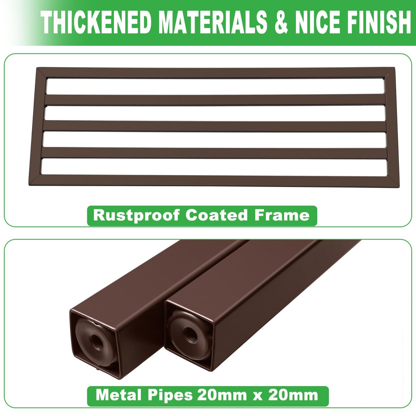 Dipion 2 Pack Metal Plant Stand Outdoor Plant Shelf Indoor,1 Tier Heavy Duty Plant Stands for Multiple Plants,26" L x 10.12" H x 8.75" W,Coffee