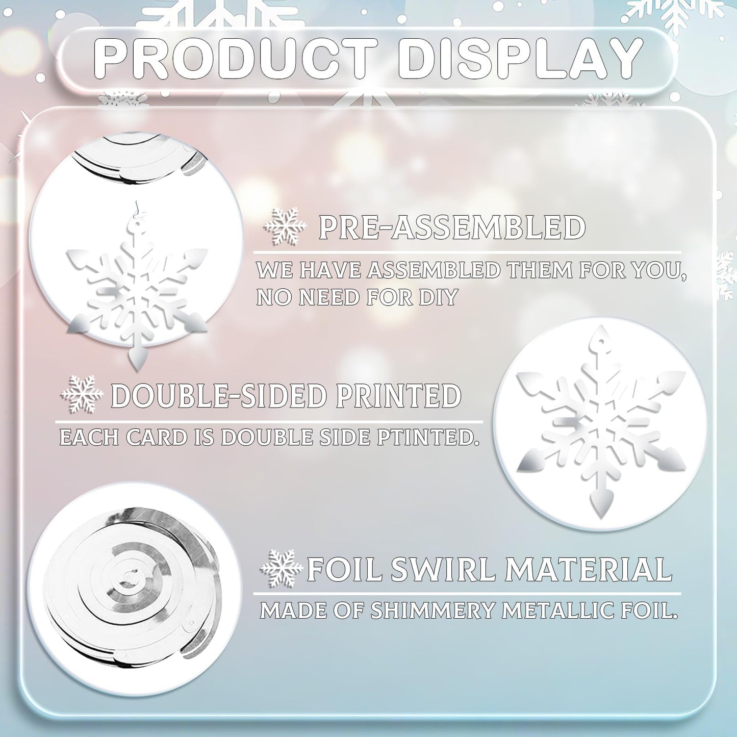 20Pcs Winter Snowflake Hanging Swirl Decorations, Christmas Snowflakes Ceiling Streamers Sliver White Snowflake Hanging Decorations for Christmas Winter Wonderland Frozen Party Supplies