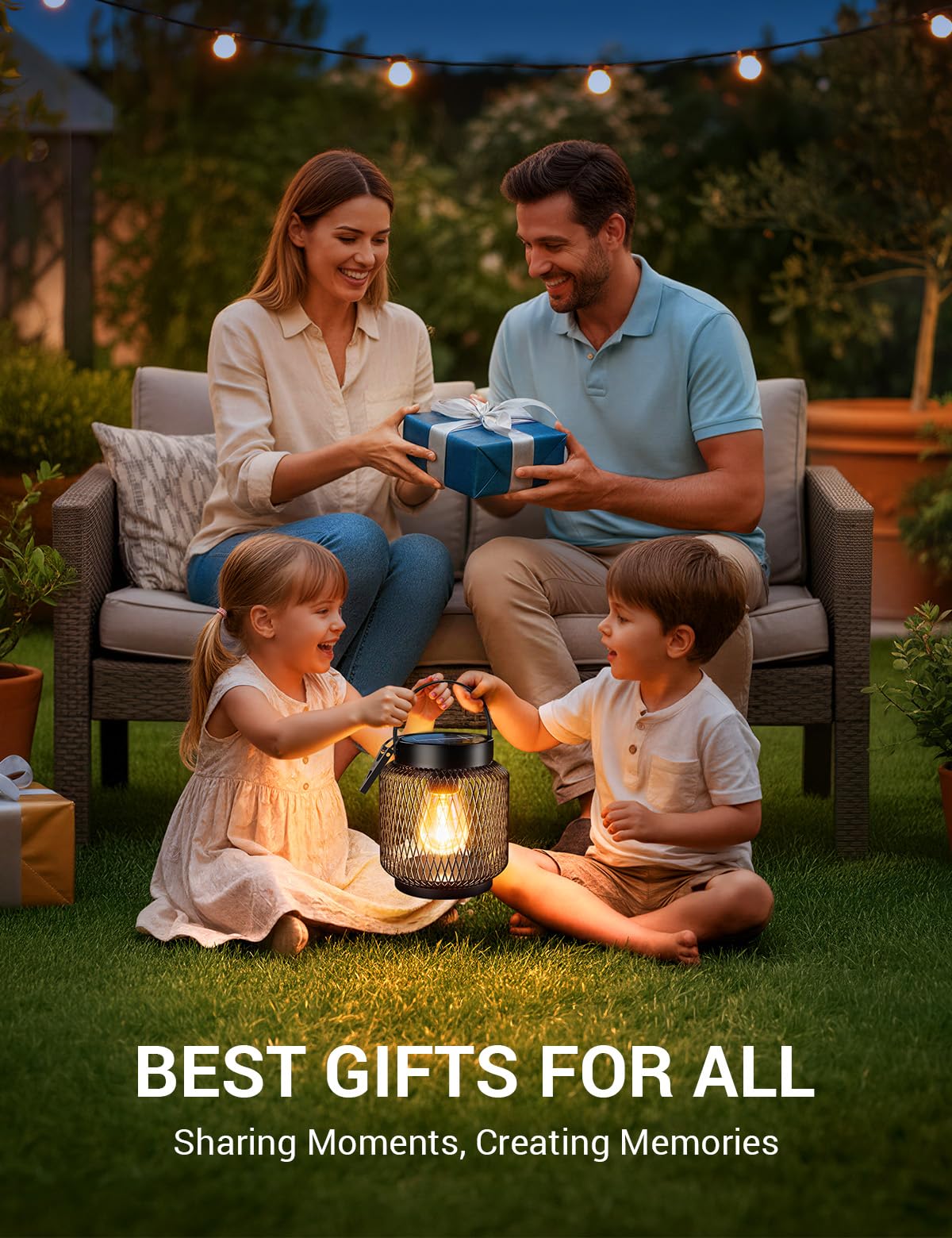 KOOPER Metal Solar Lanterns Outdoor Waterproof, 2 Pack Brighter Hanging Solar Lights for Outside, Up to 15 Hours Modern Hanging Solar Powered Lanterns Lights for Yard Patio Porch Garden Decorative
