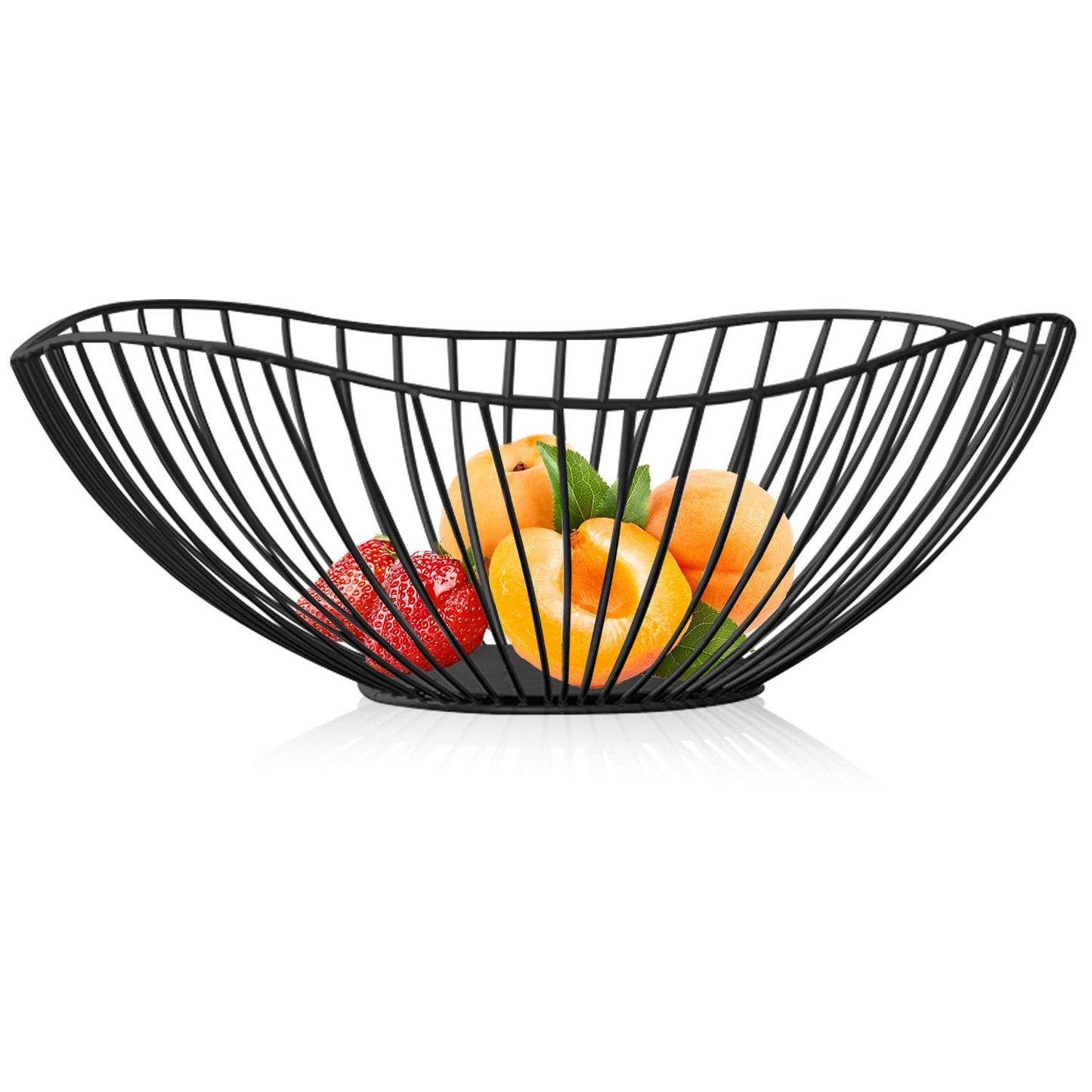Metal Wire Fruit Basket, Black Fruit Bowl for Kitchen Counter, Fruit Holder Stand Storage Baskets for Countertop, Home Decor, Table Centerpieces, Vegetable Bowls for Fruits, Veggies, Snacks (Black)