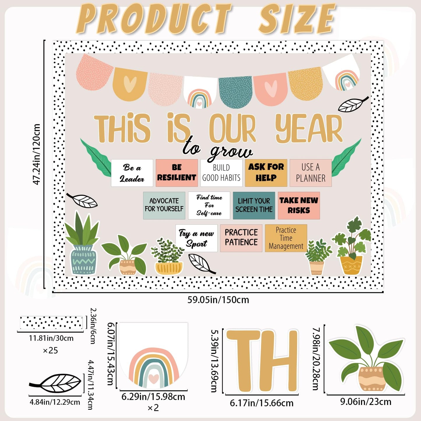 Classroom Bulletin Board Decorations, Boho Motivational Bulletin Board Set, Growth Mindset Positive Affirmations Wall Decor for Teacher Back to School Classroom Door Decors