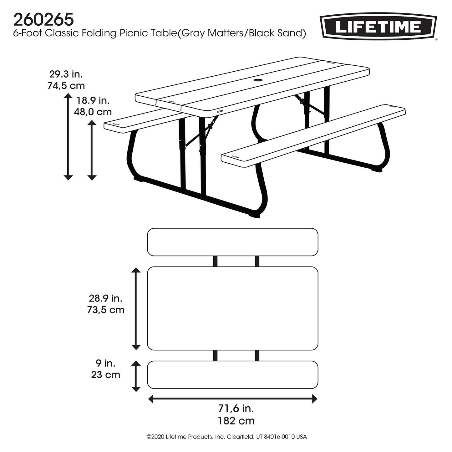 Lifetime Folding Picnic Table, 6-Foot