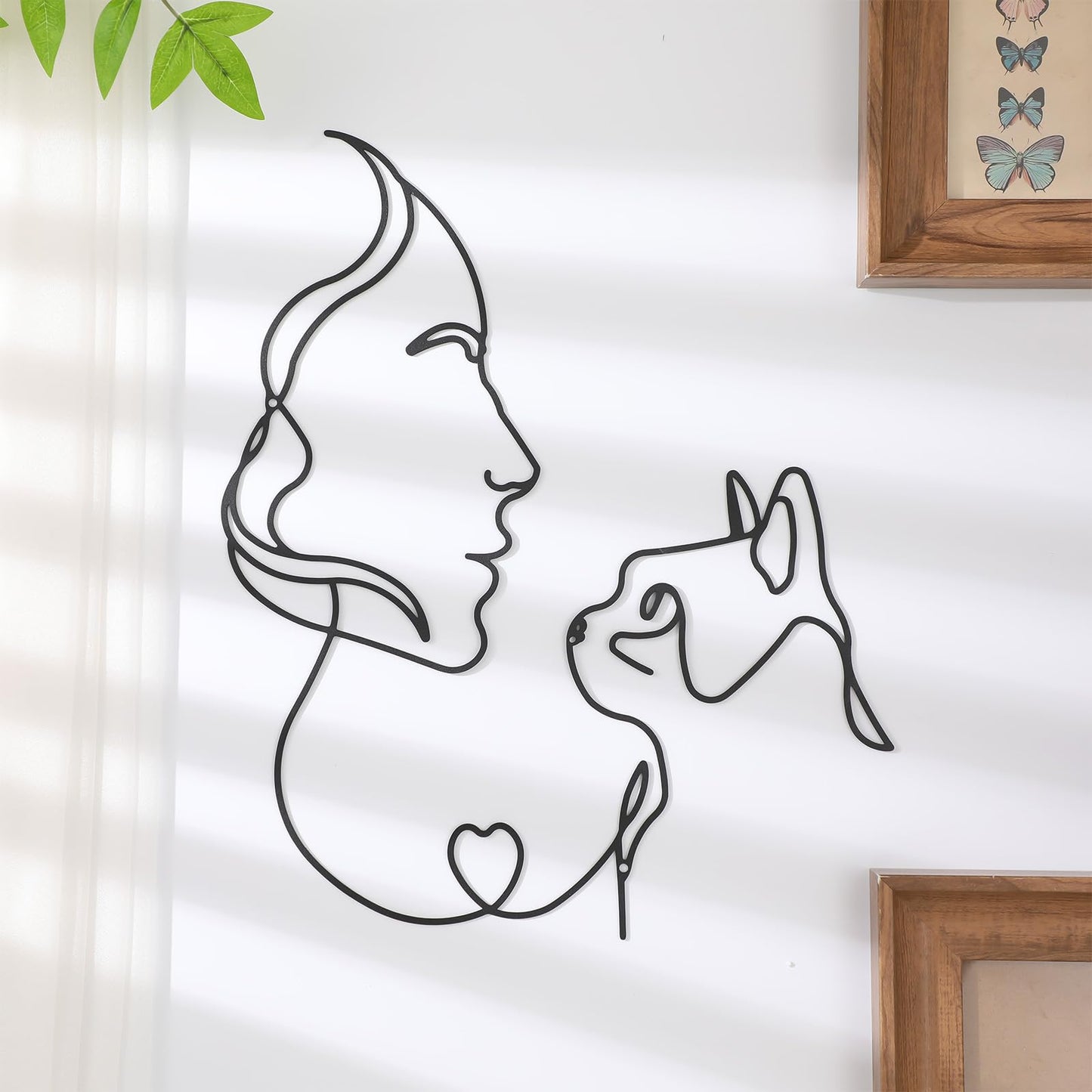 Otoolling 3 Pcs Black Metal Cat Wall Art Decor Women Cats Decor for Cat Lovers Metal Minimalist Girls & Cats Line Drawing Wall Art for Bedroom Living Room Bathroom(Classic)