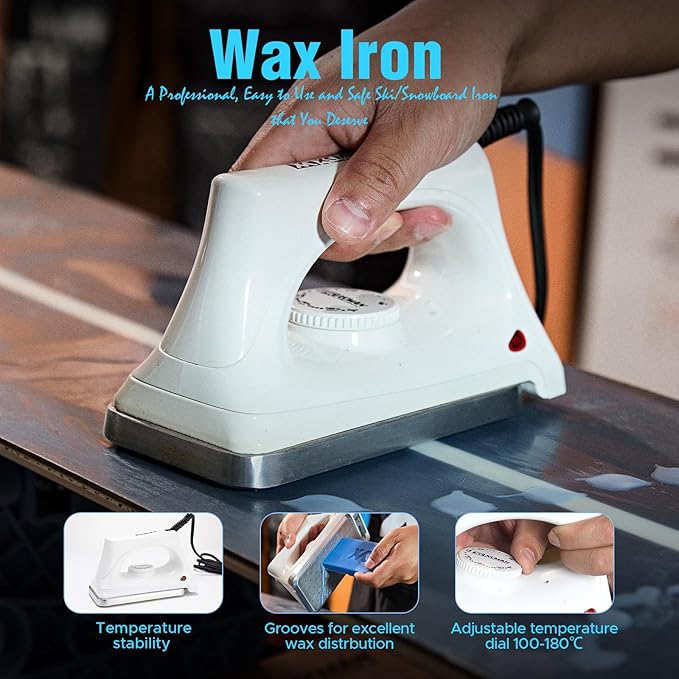 XCMAN Complete Ski Snowboard Tuning Waxing Combo Kit with Waxing Iron,Ski Wax,Side Edge Tuner,Ptex Base Repair,Gummy Stone,Diamond Stones for ski Snowboard EdgeTuning