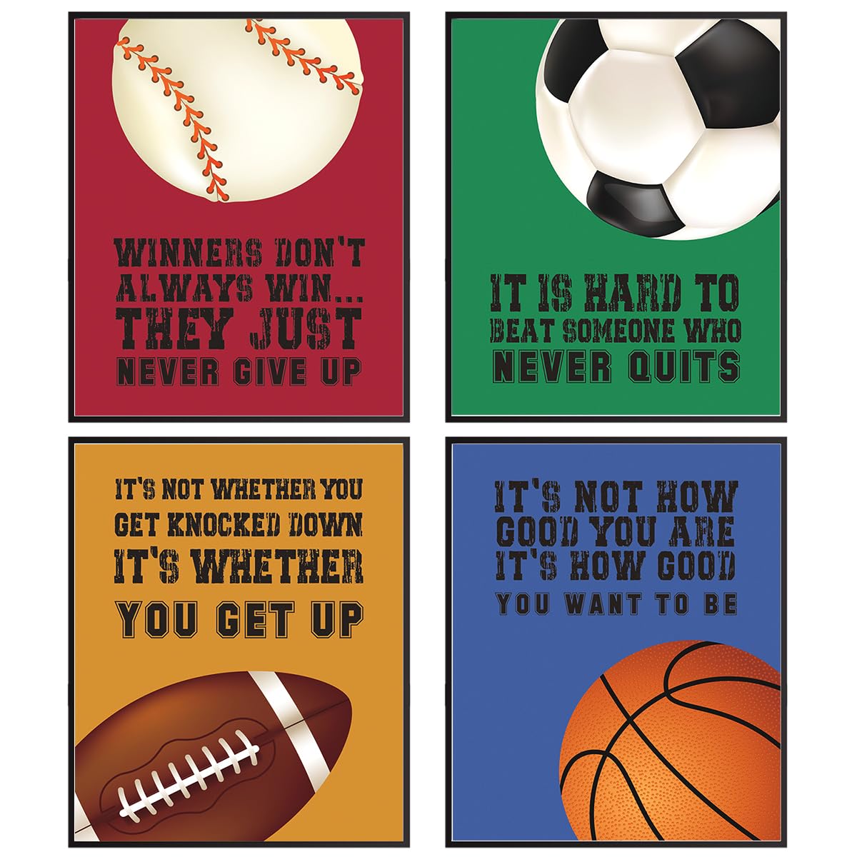 MTL HOE Inspirational Wall Art Posters Decor Print Of Boys Room Motivational Art Of Sports Positive Quotes Basketball Football Baseball Soccer Wall Decor For Boys Bedroom Playroom Classroom