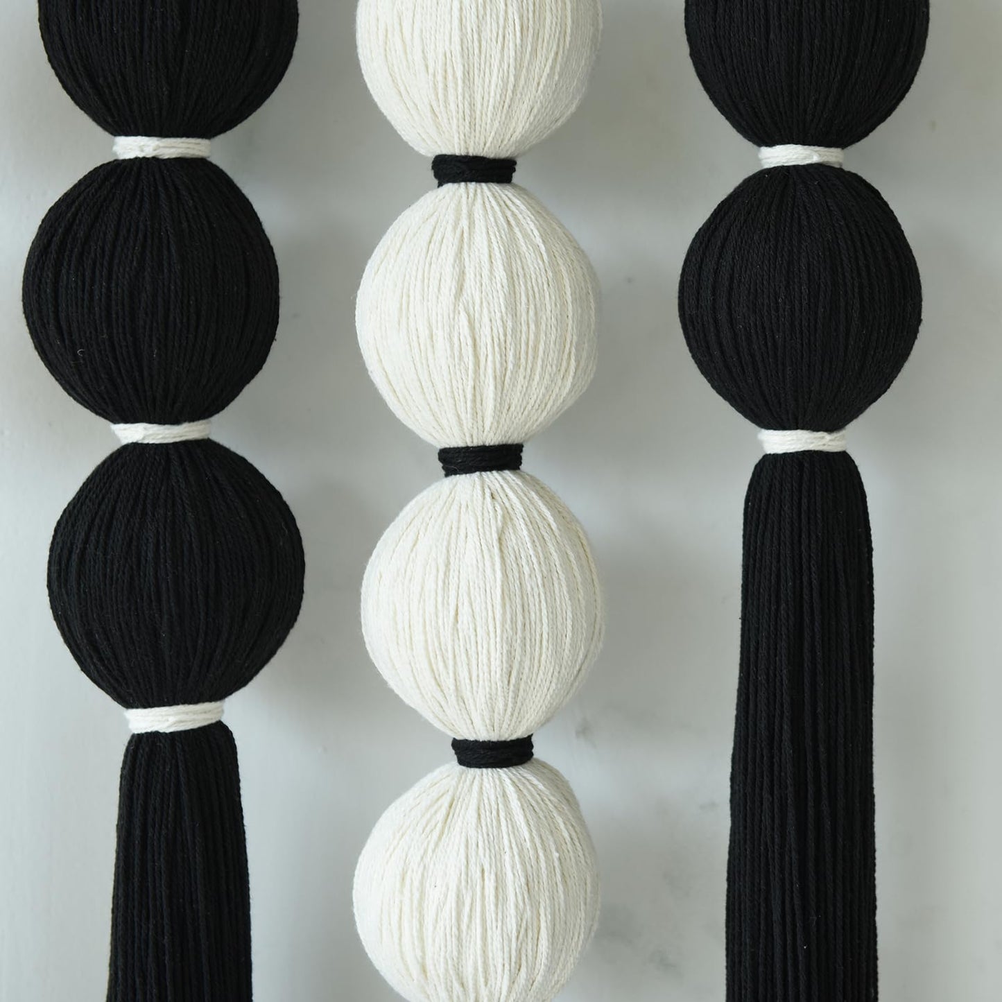 IOWER Large Macrame Wall Hanging Macrame Wall Decor Black and White Sphericity Cotton Textile Wall Hanging Boho Wall Decor Art Fiber Yarn Art Handmade 39" Wx39 L