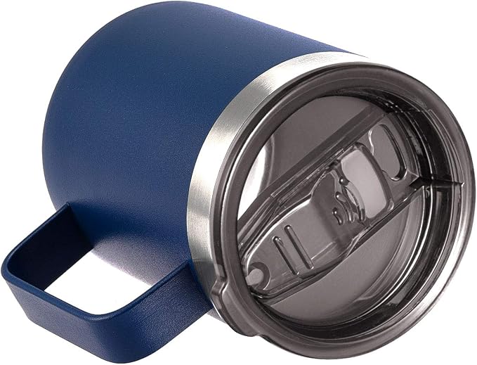 12oz Stainless Steel Insulated Coffee Mug with Handle, Double Wall Vacuum Travel Mug, Tumbler Cup with Sliding Lid, Navy