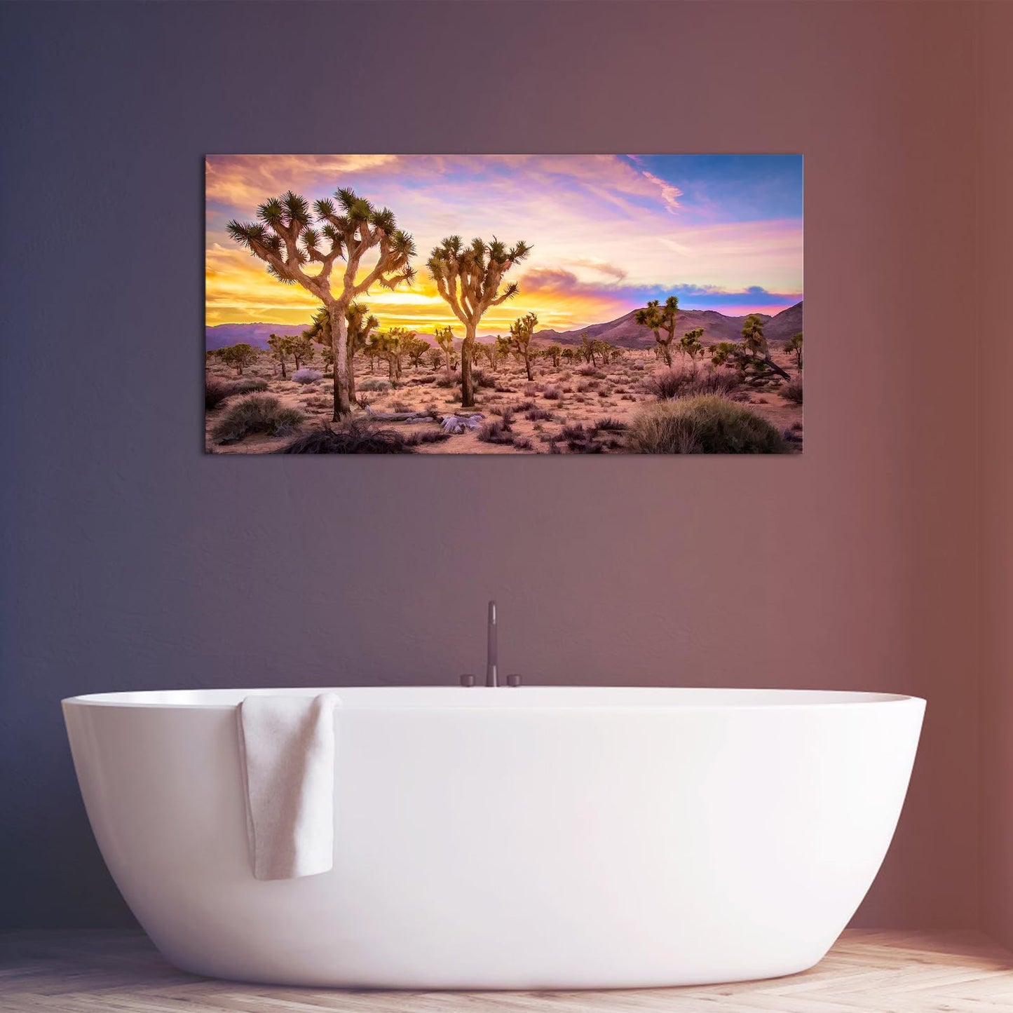 KLVOS Joshua Tree Landscape Canvas Print Southern California Desert at Sunset Pictures Wall Art Natural Artwork Painting Stretched and Framed Modern Living Room Bedroom Office Home Decor