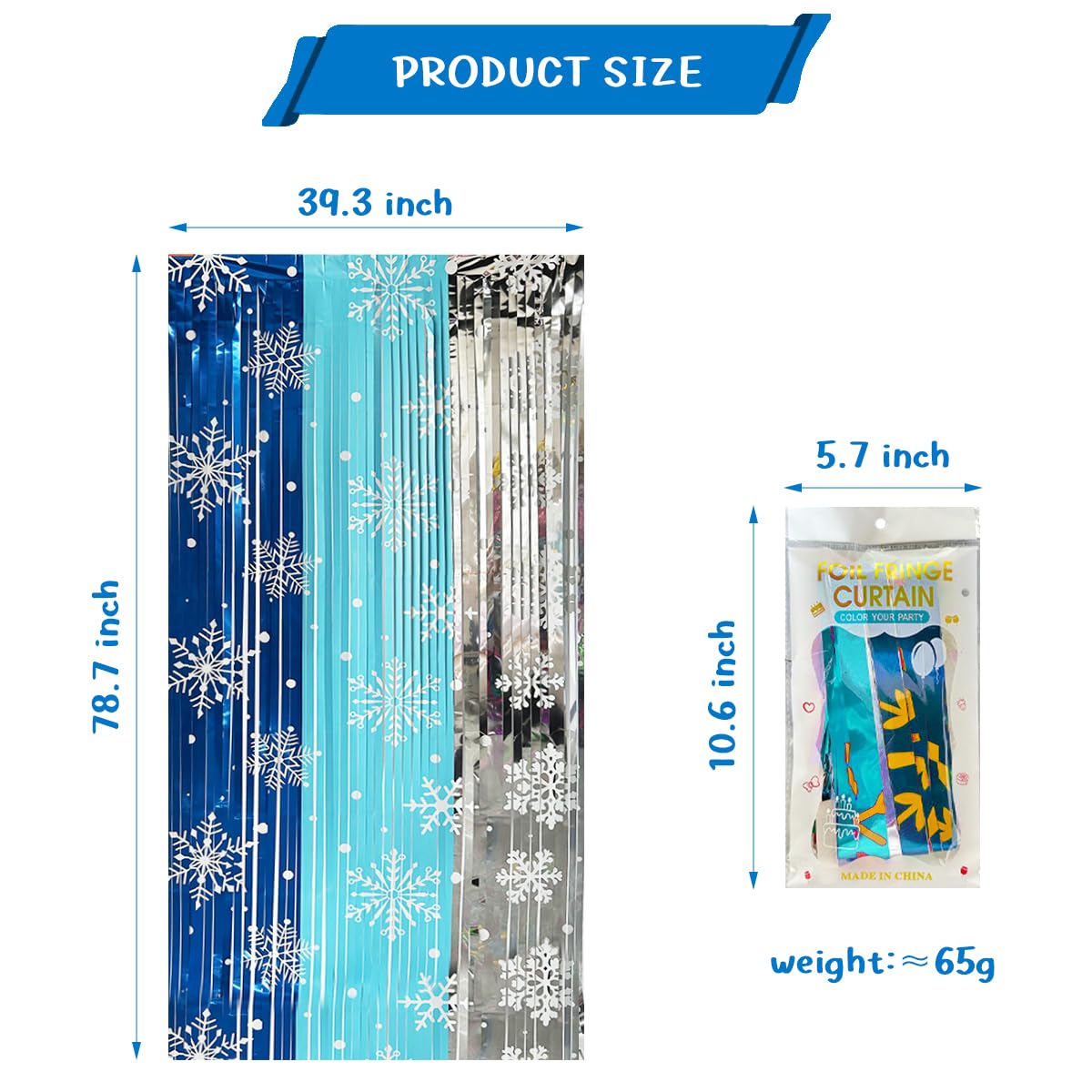3 Pack Winter Themed Party Foil Fringe Curtain Backdrop 3.28x6.56ft,Snowflake Birthday Party Winter Photo Booth Prop Backdrop for Princess Birthday Party Christmas Winters Wonderland Decorations