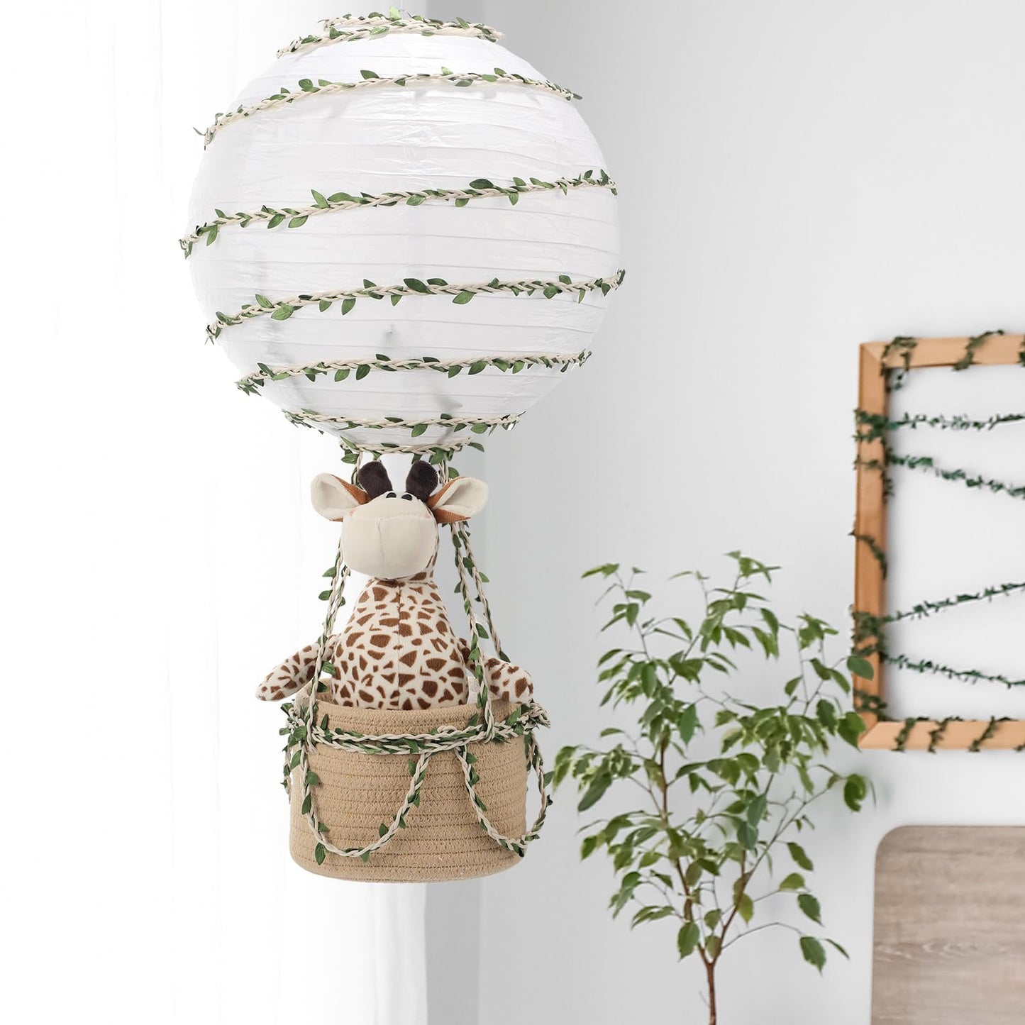 Rossesay Safari Hot Air Balloon Decor Handmade Jungle Hot Air Balloon Nursery Decor Lampshade Nursery Light Shade Include Giraffe for Hanging Room Birthday Party Baby Shower Decorations Gift