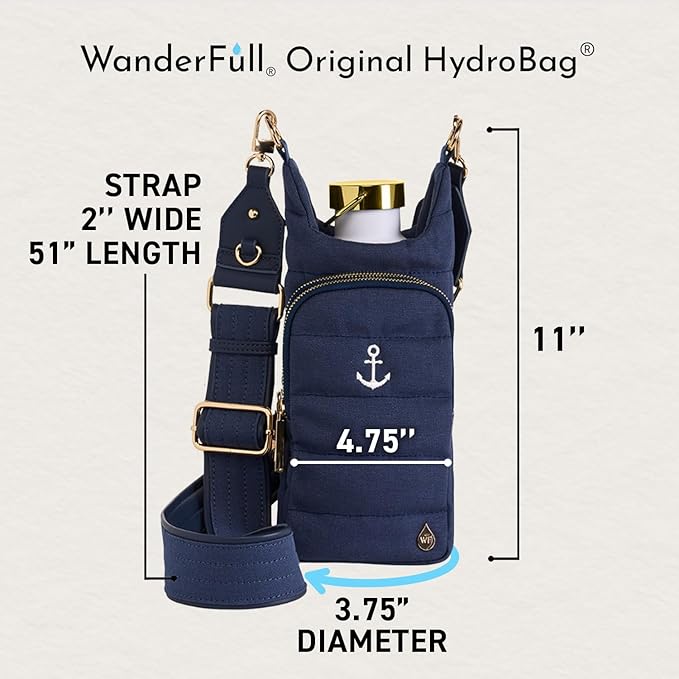 WanderFull® Original HydroBag® Collection, Water Bottle Holder w/Strap & Phone Pocket, Hands-Free Crossbody Water Bottle Bag