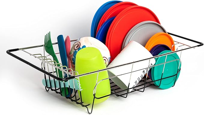Better Houseware Over Sink Dish Drying Rack Space-Saving Dish Rack for Kitchen Counter Stainless Steel 19.25 x 8.25 x 4.5
