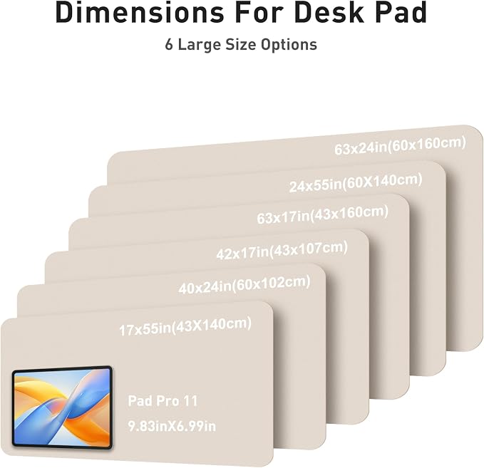 Aothia Faux Leather Desk Mat - Large Mouse Pad, Non-Slip PU Leather Blotter, Waterproof Writing Surface for Office and Home (Eggshell, 42" x 17")