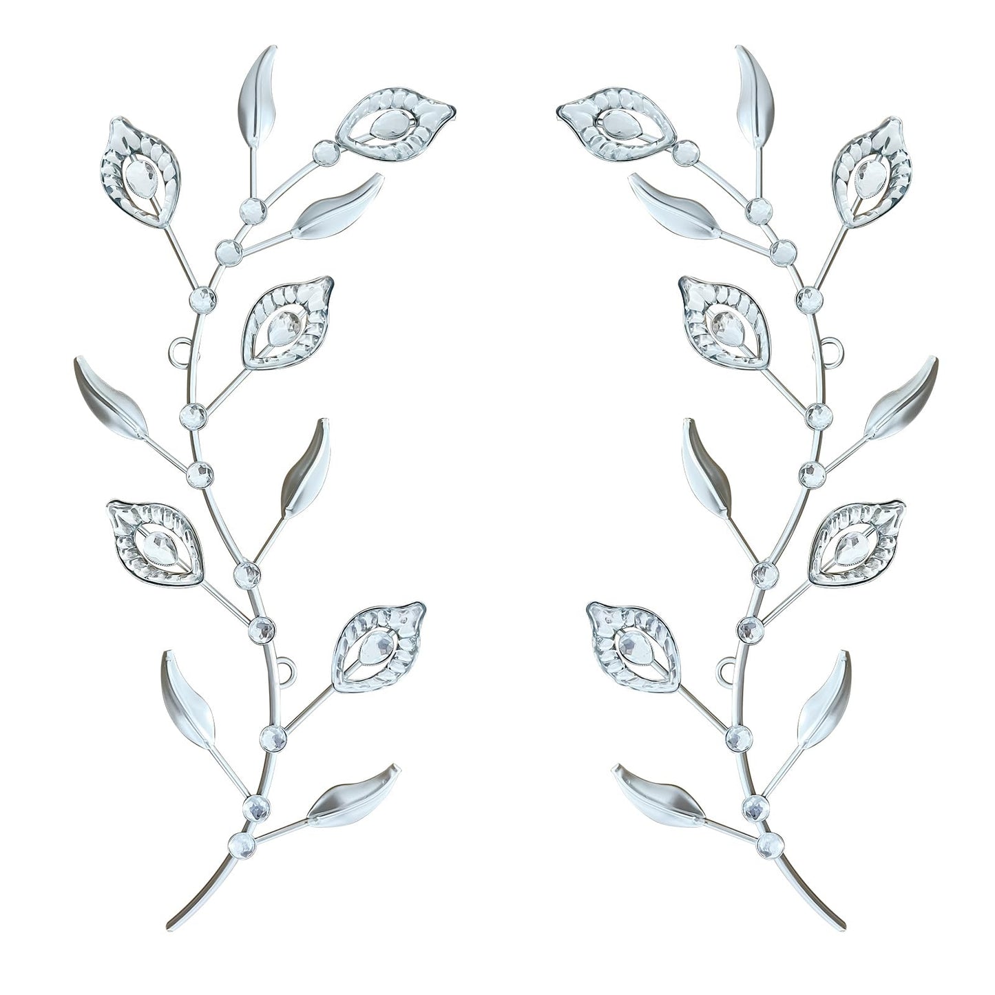 sxnzequnze 2 Sets Leaf Wall Art for Home Metal Bling Rhinestones Ready to Hang Tree Branch Leaves Olive Vine Wrought Iron Hanging Sculpture Pieces Wall Decor Pcs - 16.5in